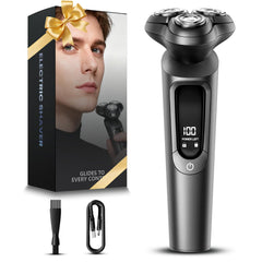 MALEGEBAZ electric-razor close-up-head shows 3D blades for a smooth contour shave