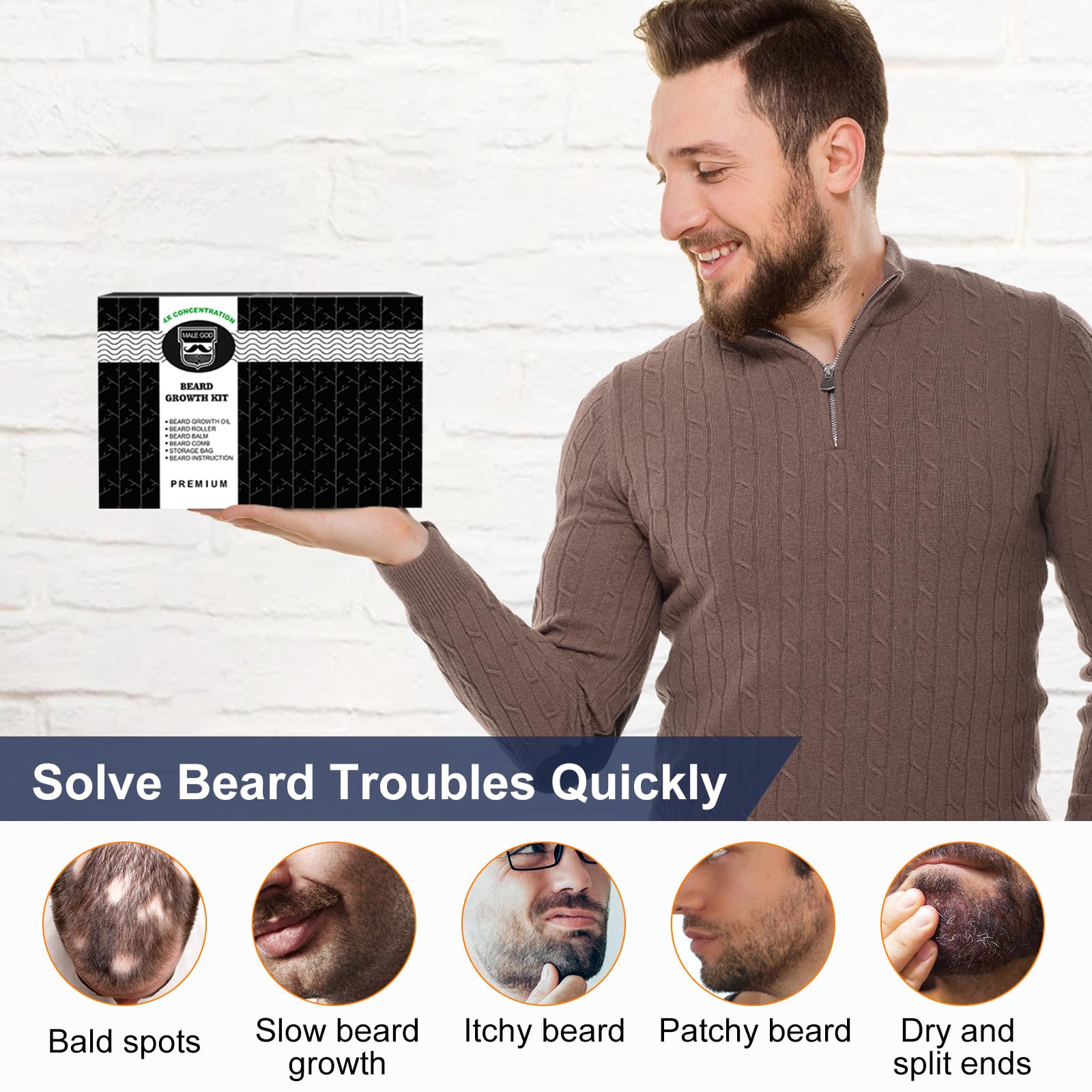 MALE GOD beard growth kit gift box ready for gifting and personal grooming.