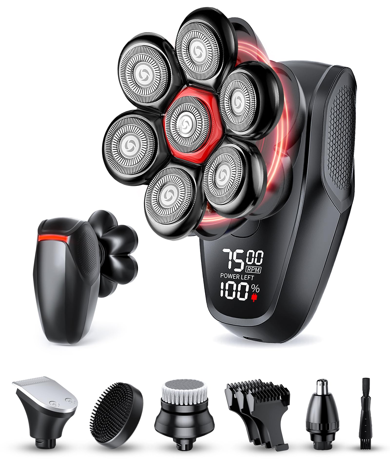 MaLEGEBAZ headshaver 7D magnetic head glides smoothly along facial contours for easy shaving.