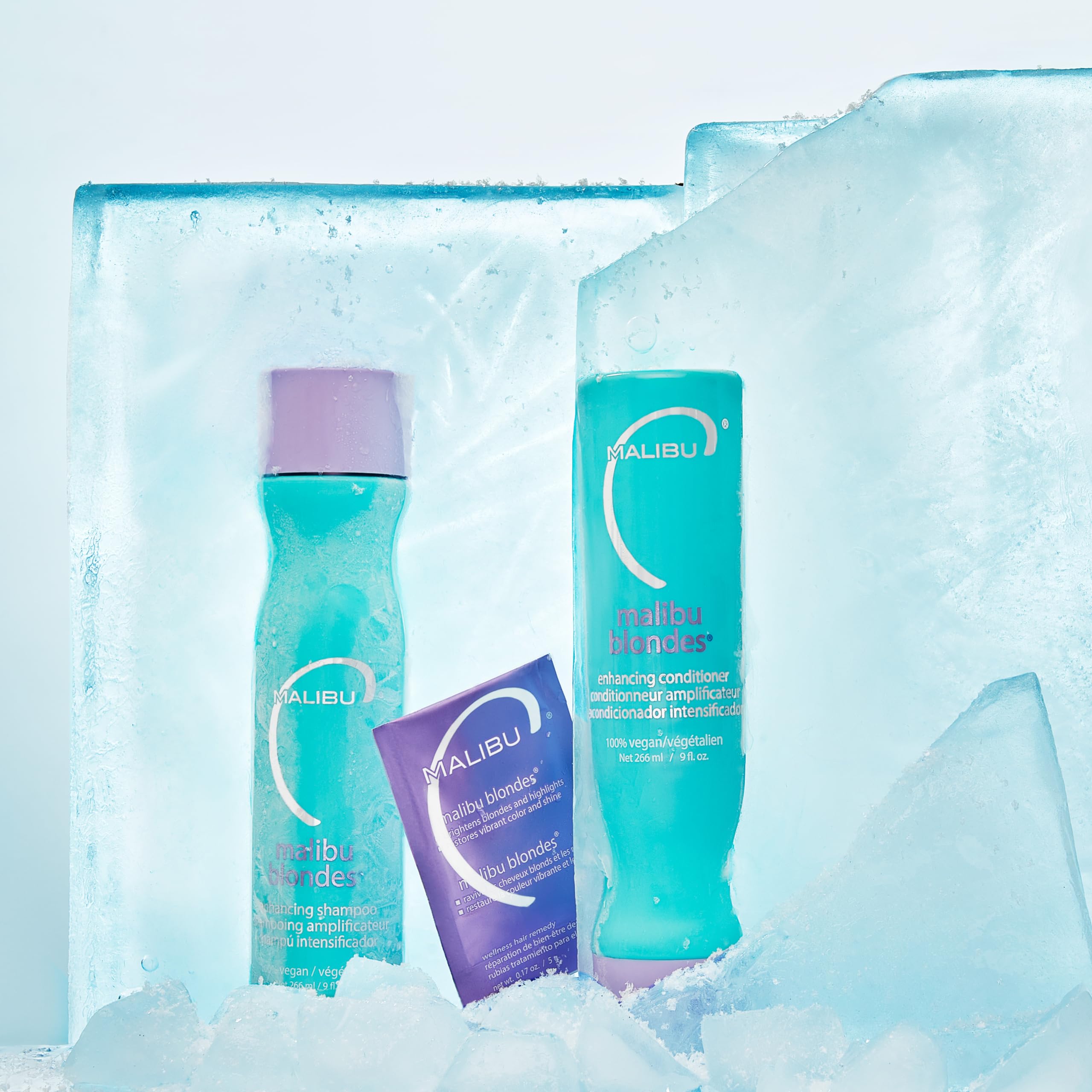Malibu C Blondes Purple Conditioner application shows color-safe detangling.