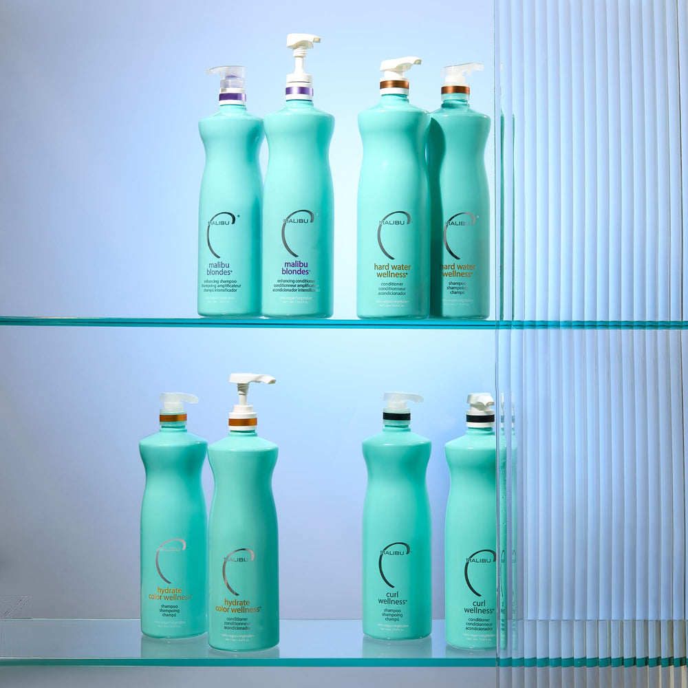 Malibu C Hard Water hair glow after use image suggests smooth, manageable strands.