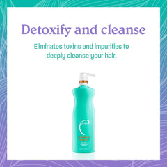 Malibu C Hard Water Remedy bottle on sink illustrates follow-up detox steps.