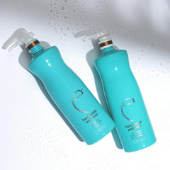 Malibu C Hard Water Wellness bottle pour shows easy application for even distribution.