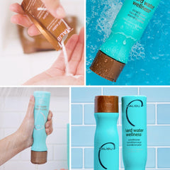 Malibu C Hard Water Wellness Conditioner mid-lengths to ends application for detangling and shine.