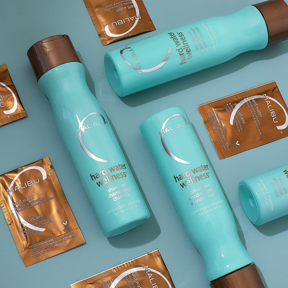 Malibu C after-use gloss and shine suggests smoother hair texture post-conditioner.