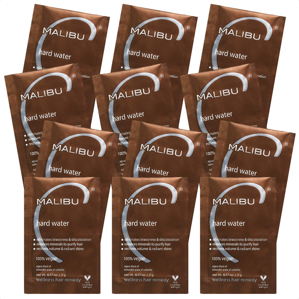 Malibu C Hard Water Wellness Remedy packets ready to purify mineral buildup.