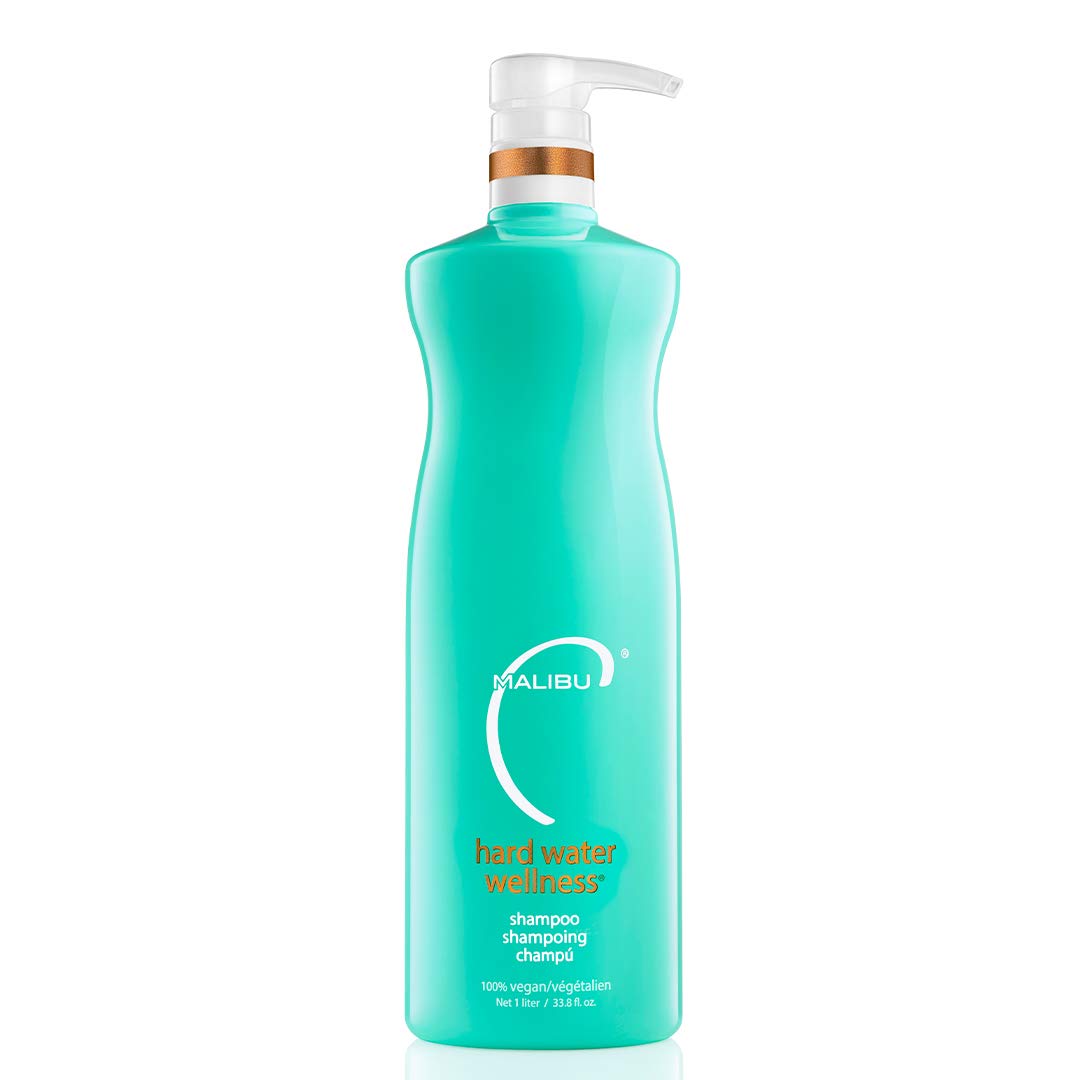 Malibu C Hard Water Wellness Shampoo bottle front shows detox and hydration.