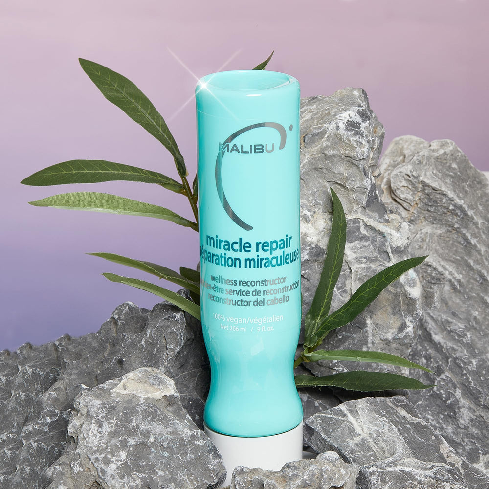 Malibu C Miracle Repair mask jar shows creamy texture for deep hydration