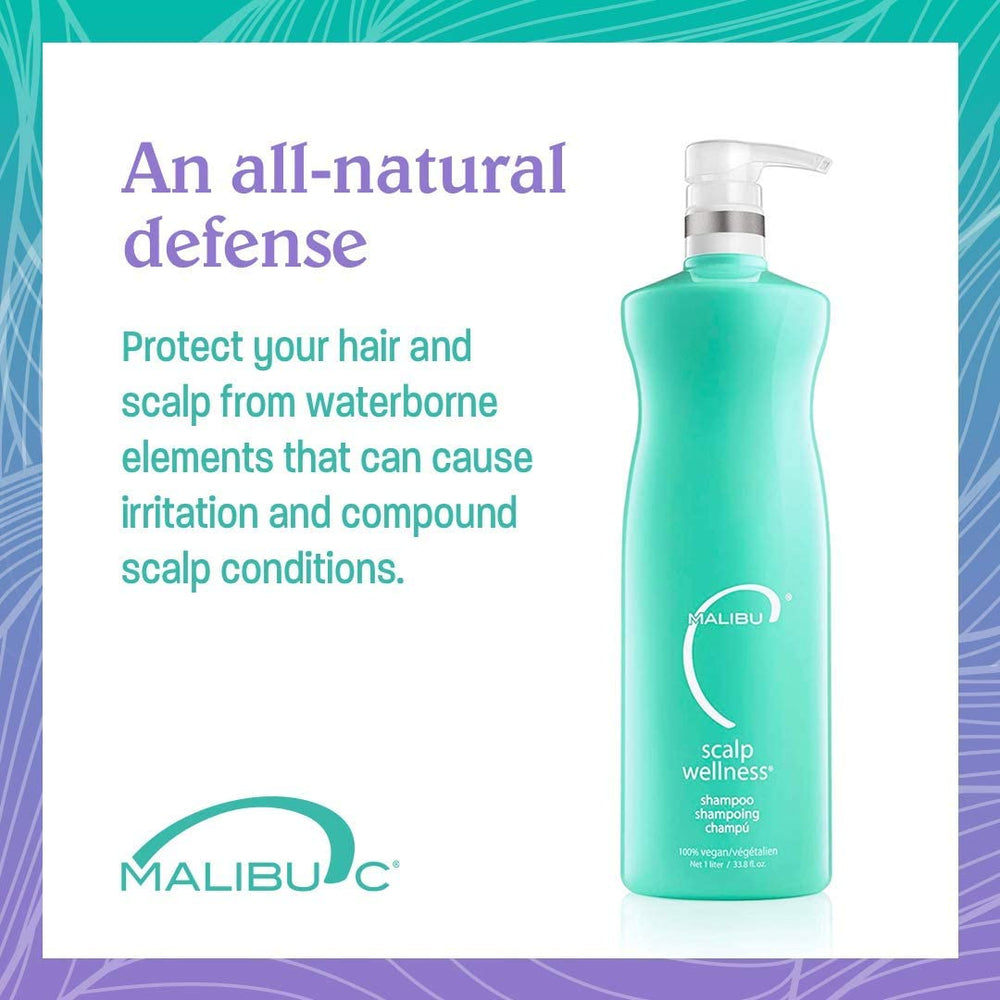Malibu C Scalp Wellness Shampoo menthol drops indicating cooling scalp relief.