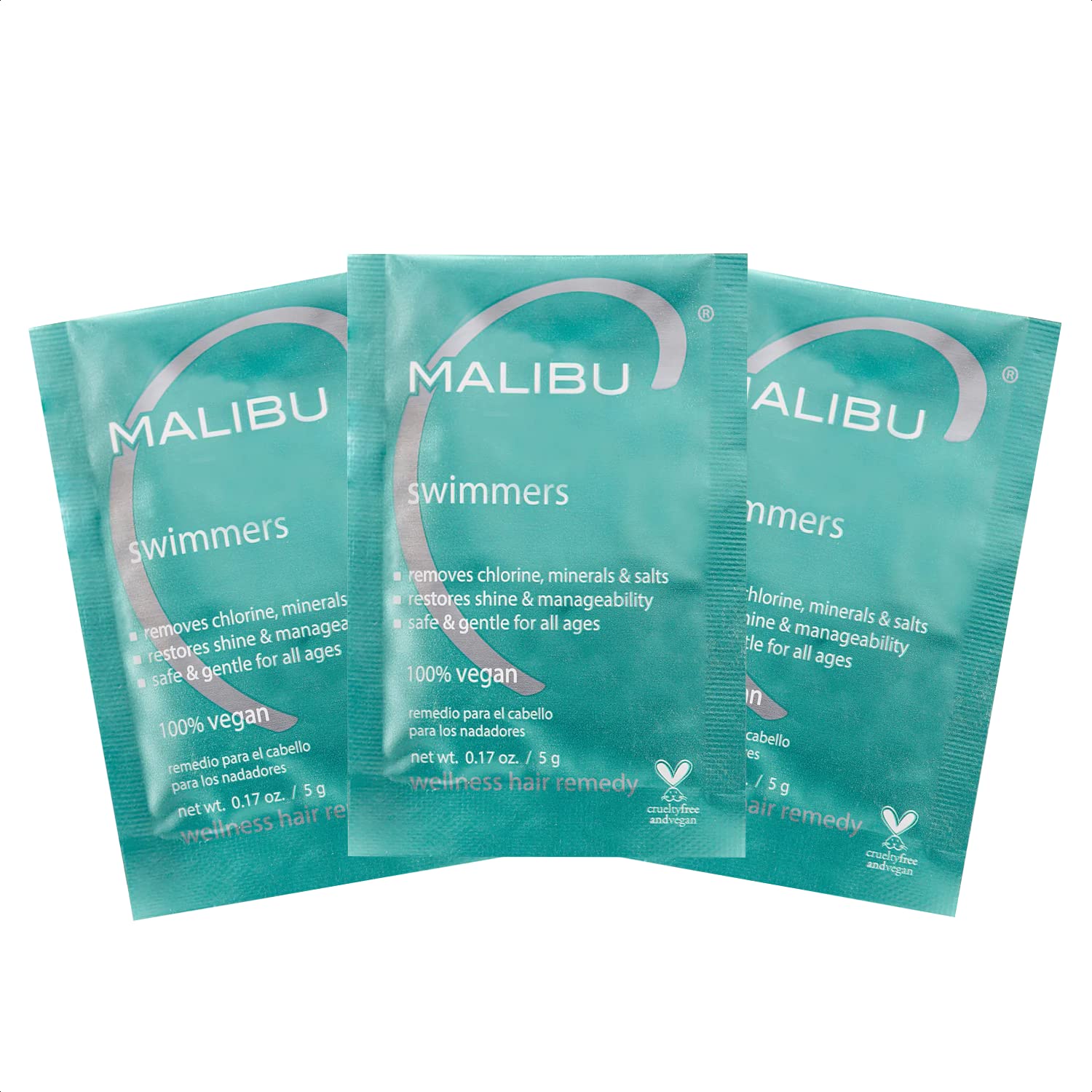 Malibu C Swimmers Wellness Remedy bottle close-up showing chlorine detox for hair