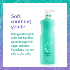 Malibu C Swimmers Wellness Shampoo hair shine after washing with moisture boost.