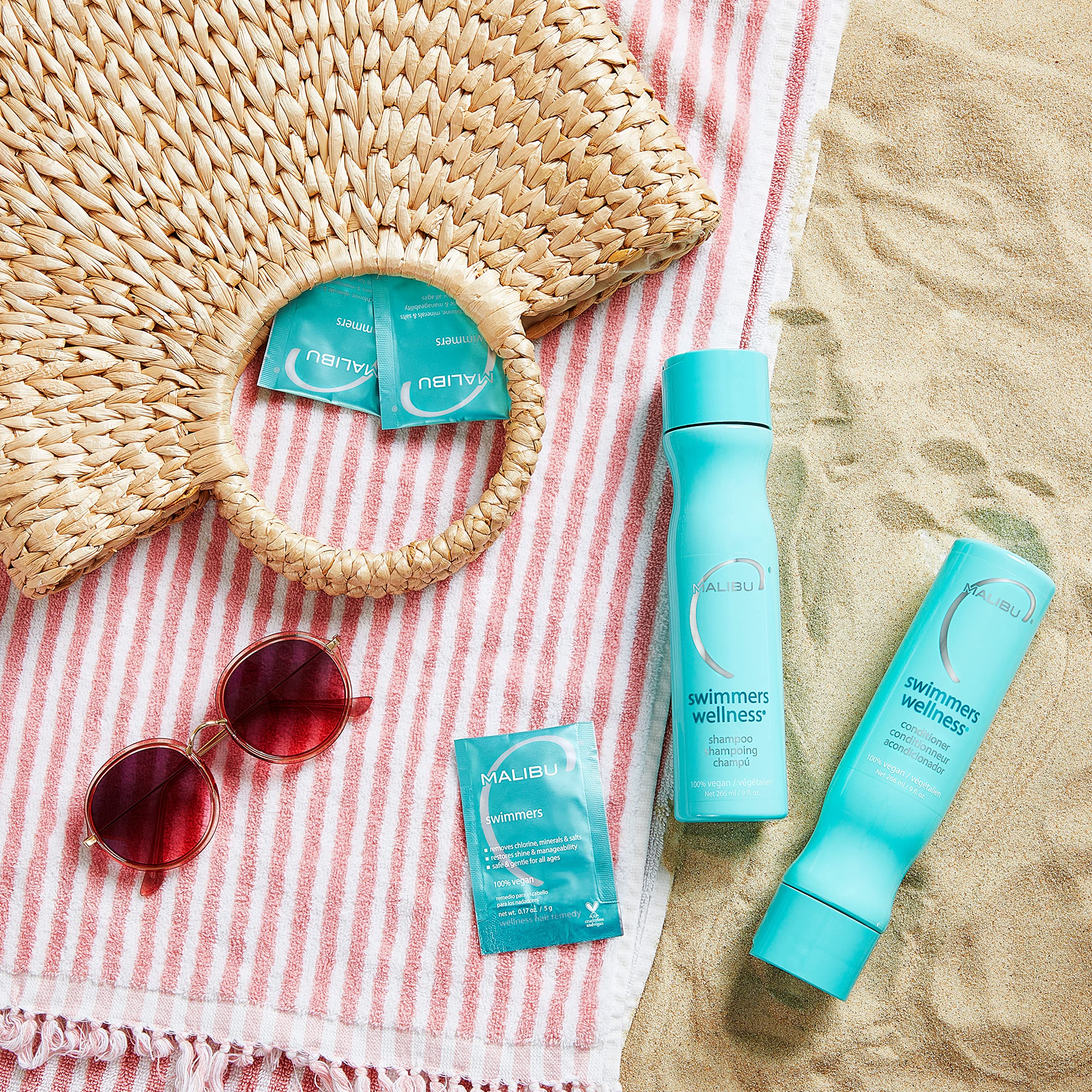 Malibu C Swimmers Wellness Shampoo ingredients photo highlights shea butter and nourishing oils