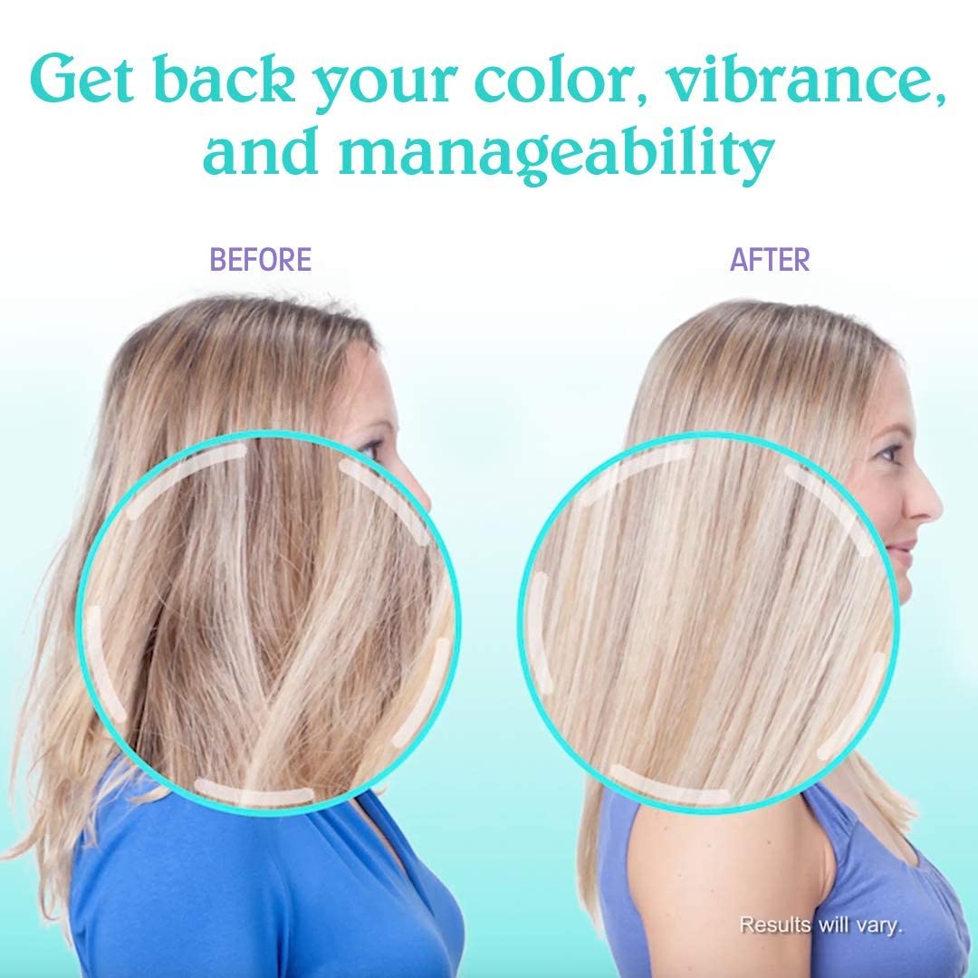 Malibu C Swimmers Wellness Shampoo pump demonstrates easy weekly use for chlorine-prone hair