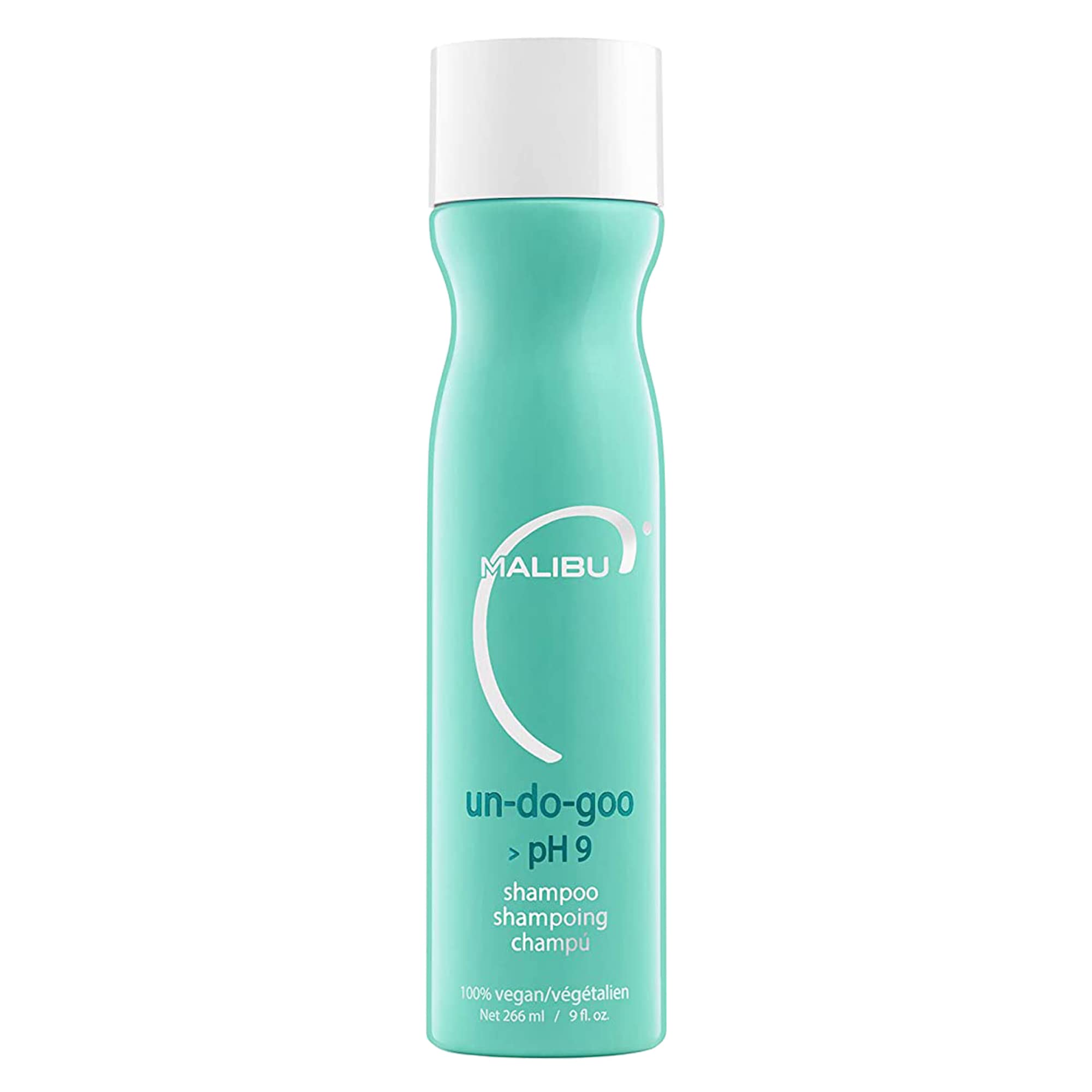 Malibu C Un-Do-Goo clarifying shampoo bottle front shows detox cleanse benefits