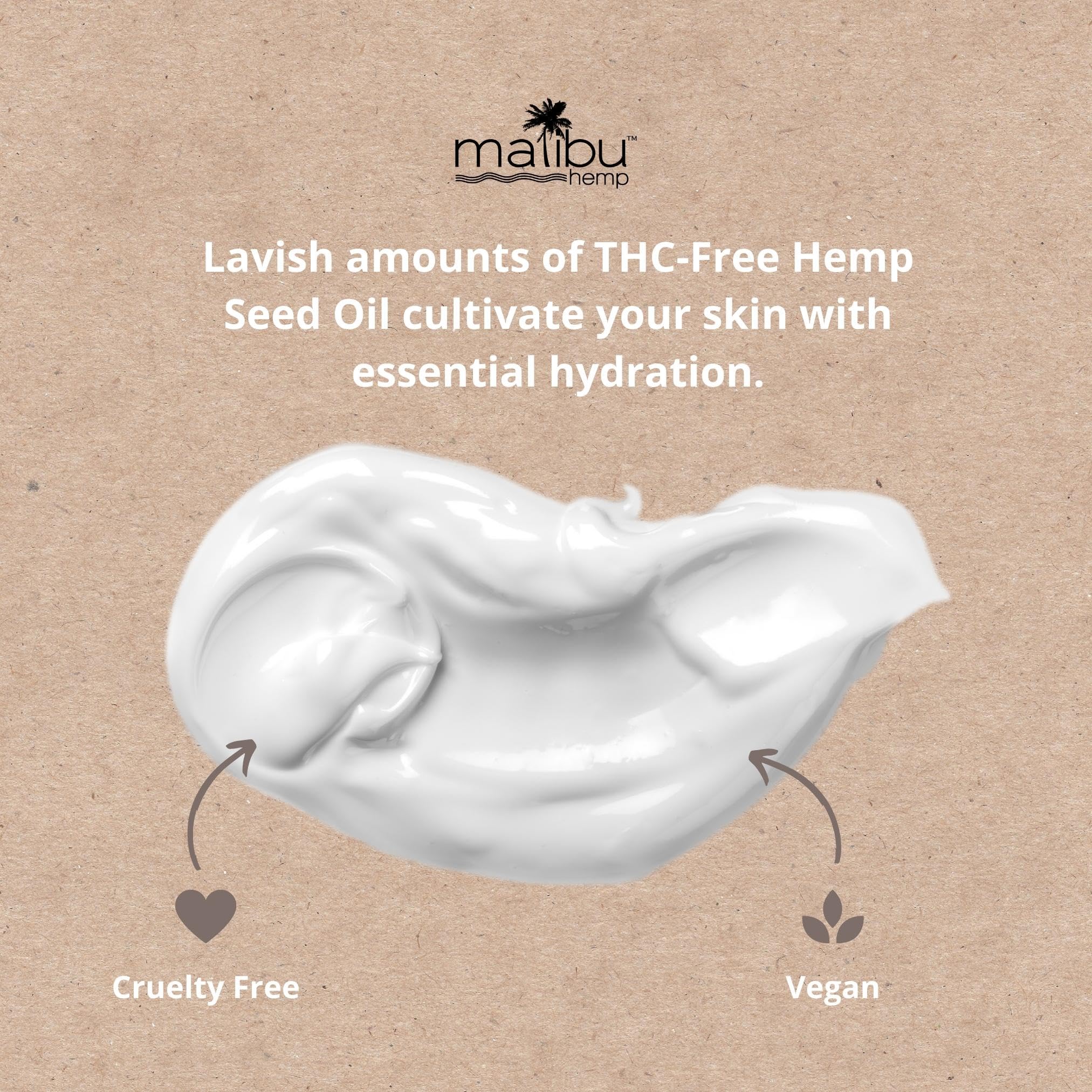 Malibu Hemp application on arm illustrates smooth, even hydration.