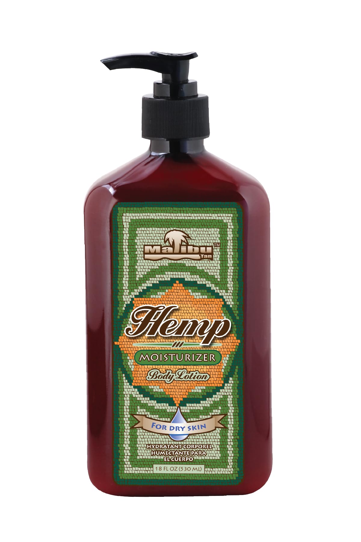 Malibu Hemp Body Lotion bottle demonstrates premium dry-skin hydration.
