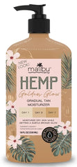 Malibu Tan Hemp Golden Glow bronze swatches demonstrate gradual color development