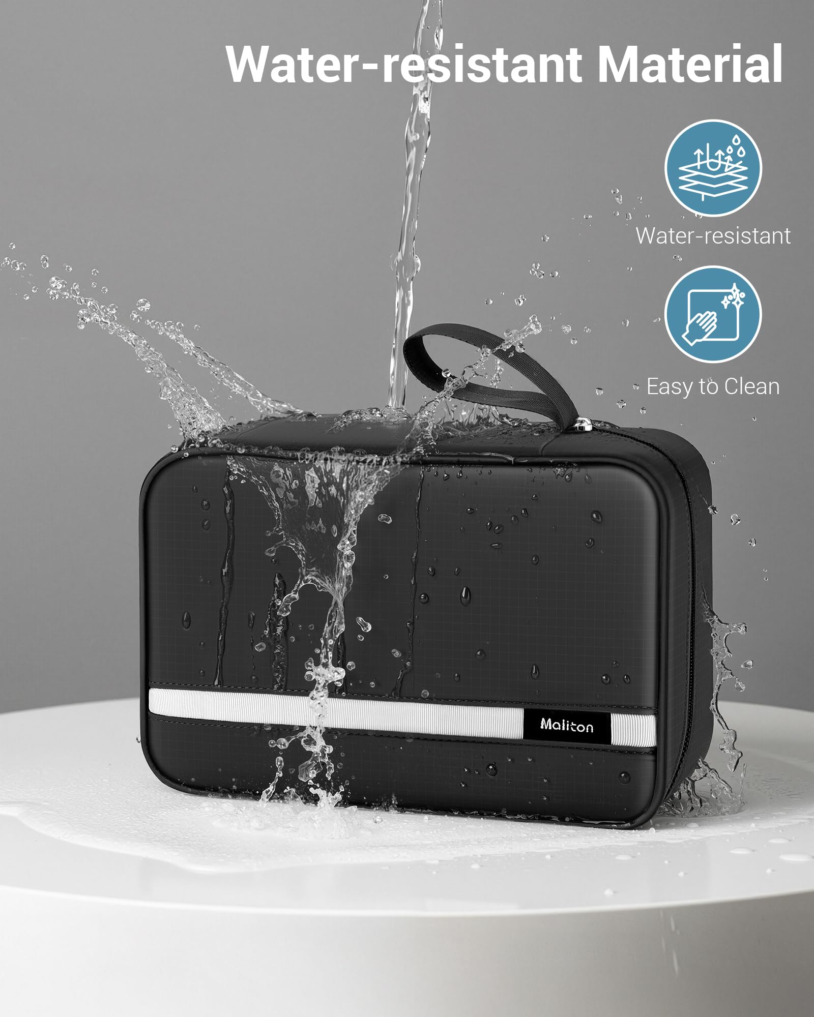 Maliton double-zipper closeup showcases smooth, durable closure for frequent travel.