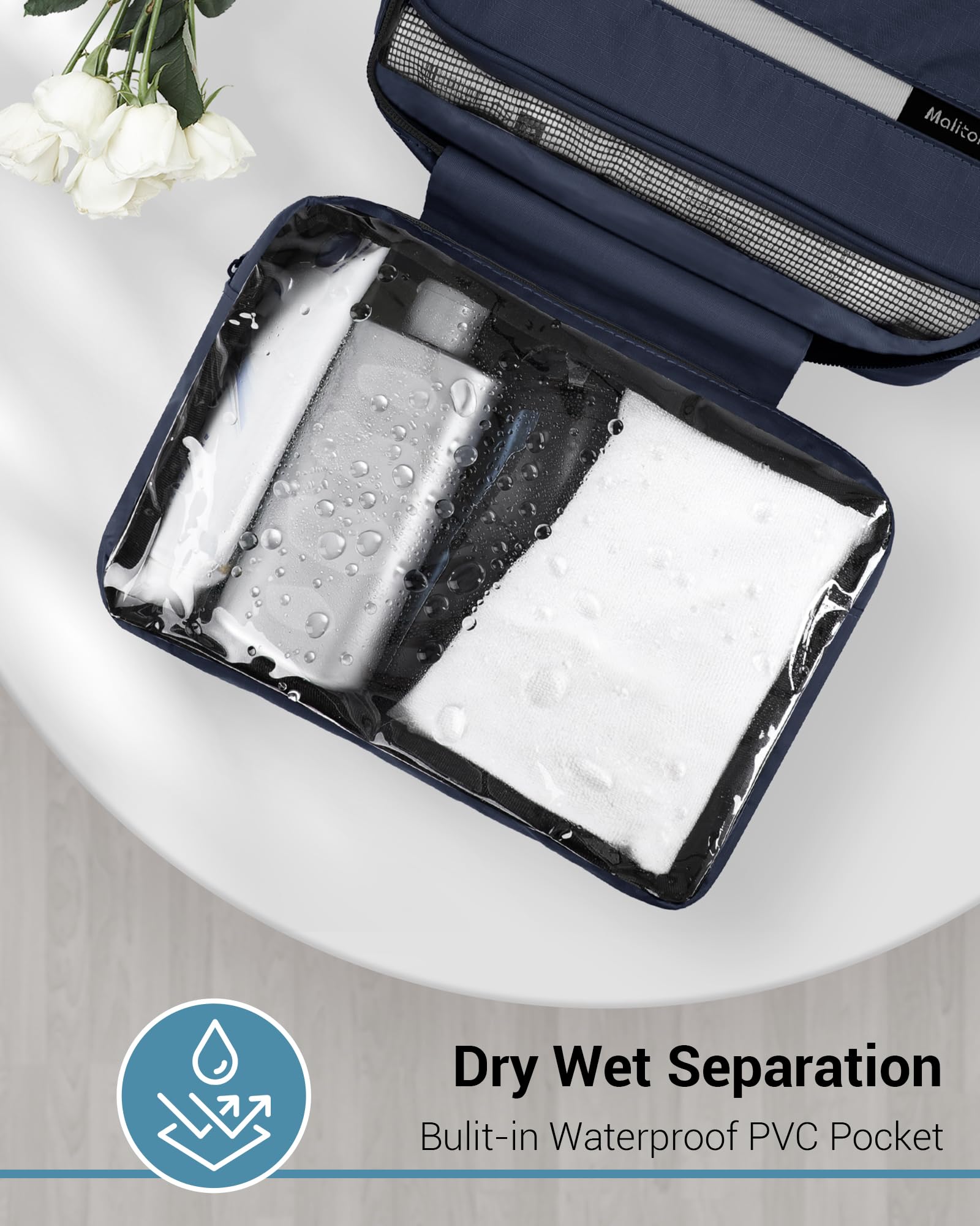 Maliton toiletry bag easy-grab handle adds portable convenience