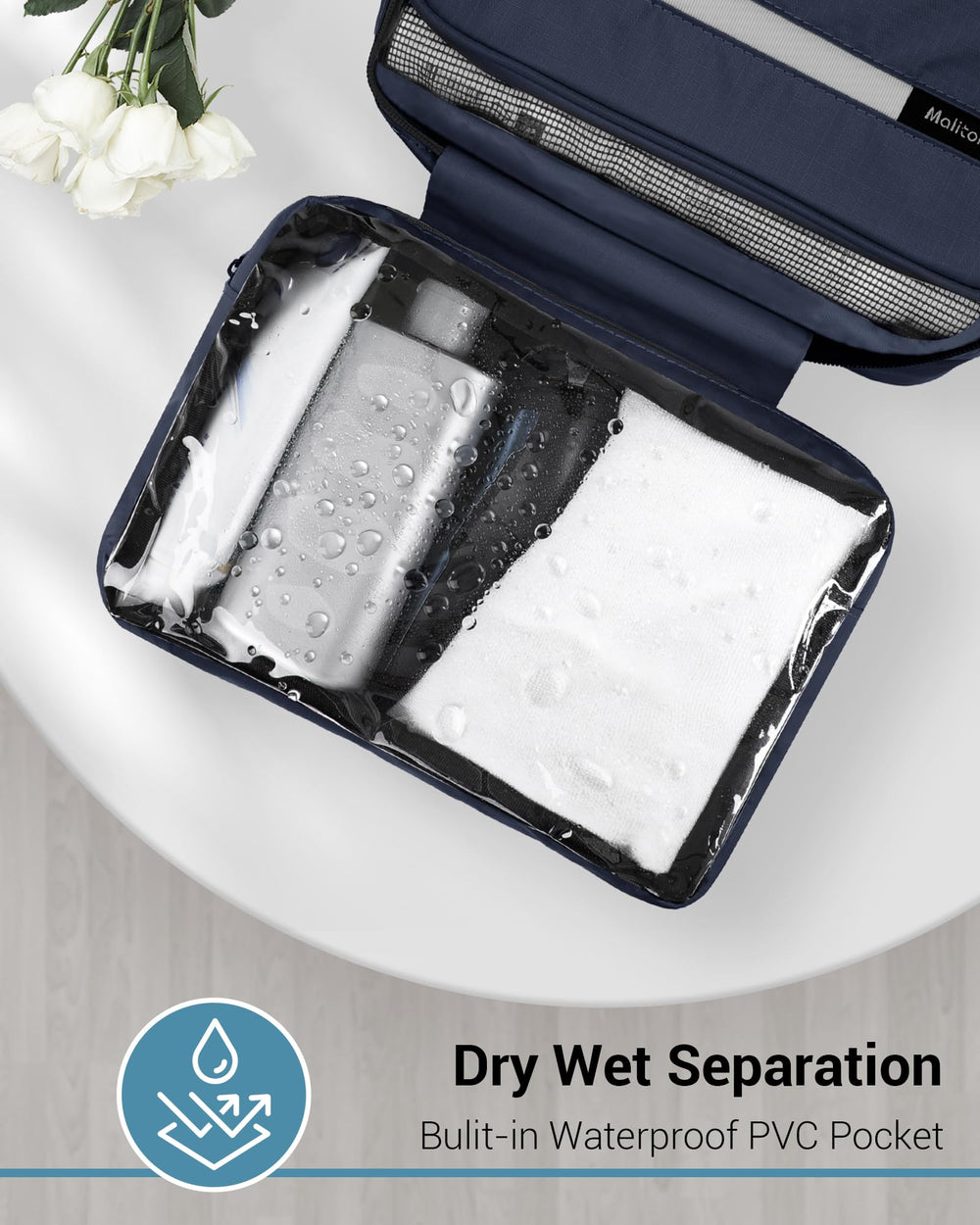 Maliton toiletry bag easy-grab handle adds portable convenience
