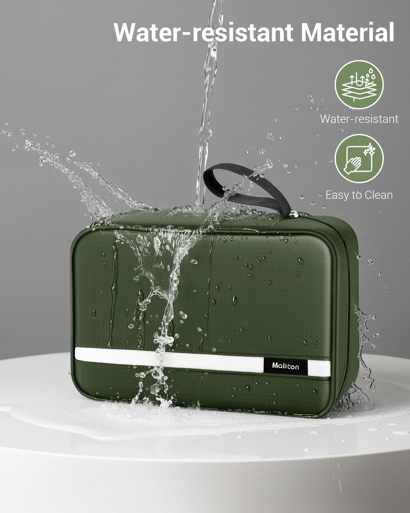 Maliton toiletry bag waterproof nylon fabric enhances durability during travel