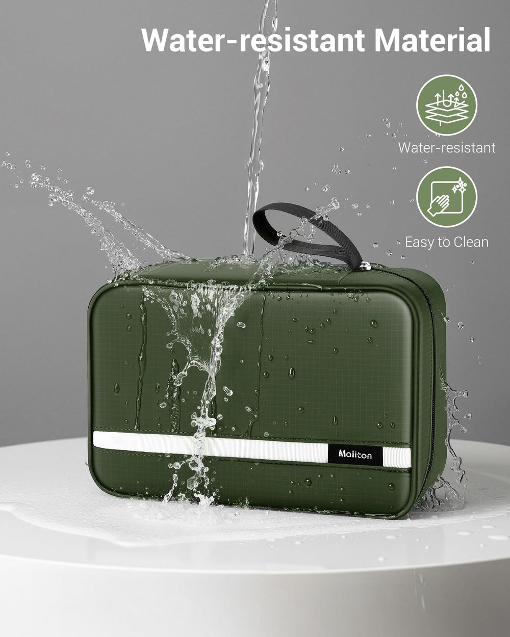 Maliton toiletry bag waterproof nylon fabric enhances durability during travel