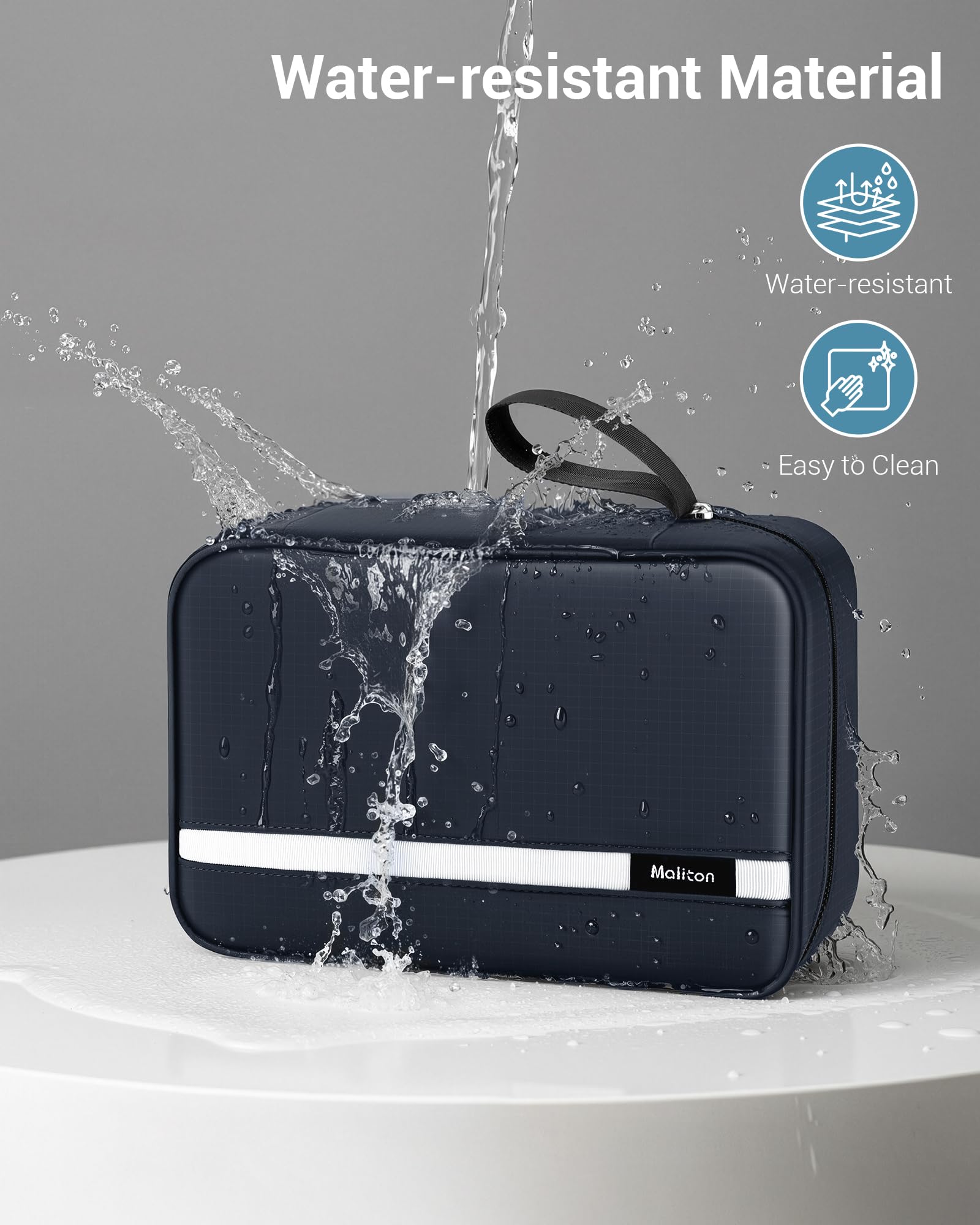 Maliton toiletry bag reinforced double zipper for smooth long-lasting access