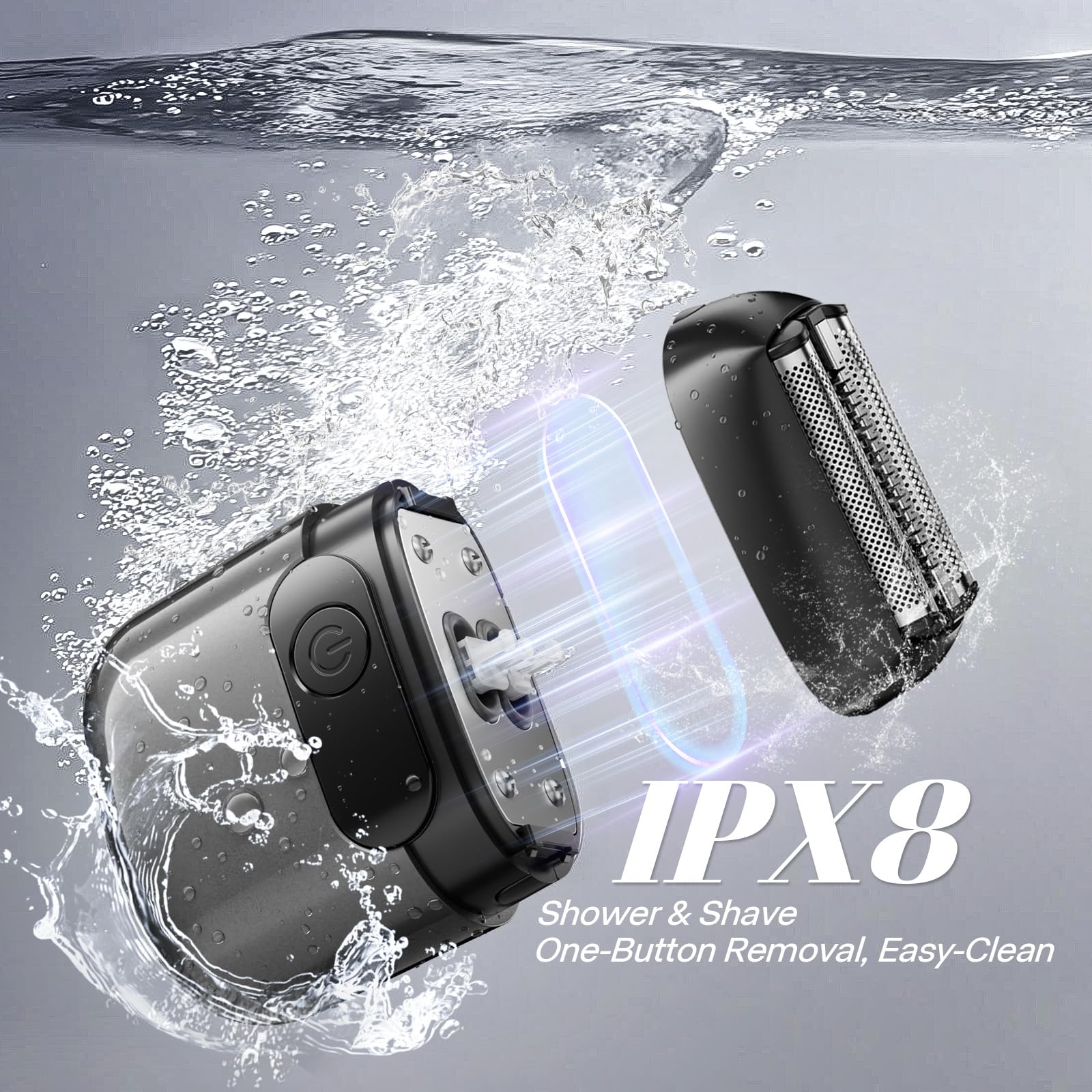 MALEGEBAZ shaver with IPX8 waterproof design for wet or dry use