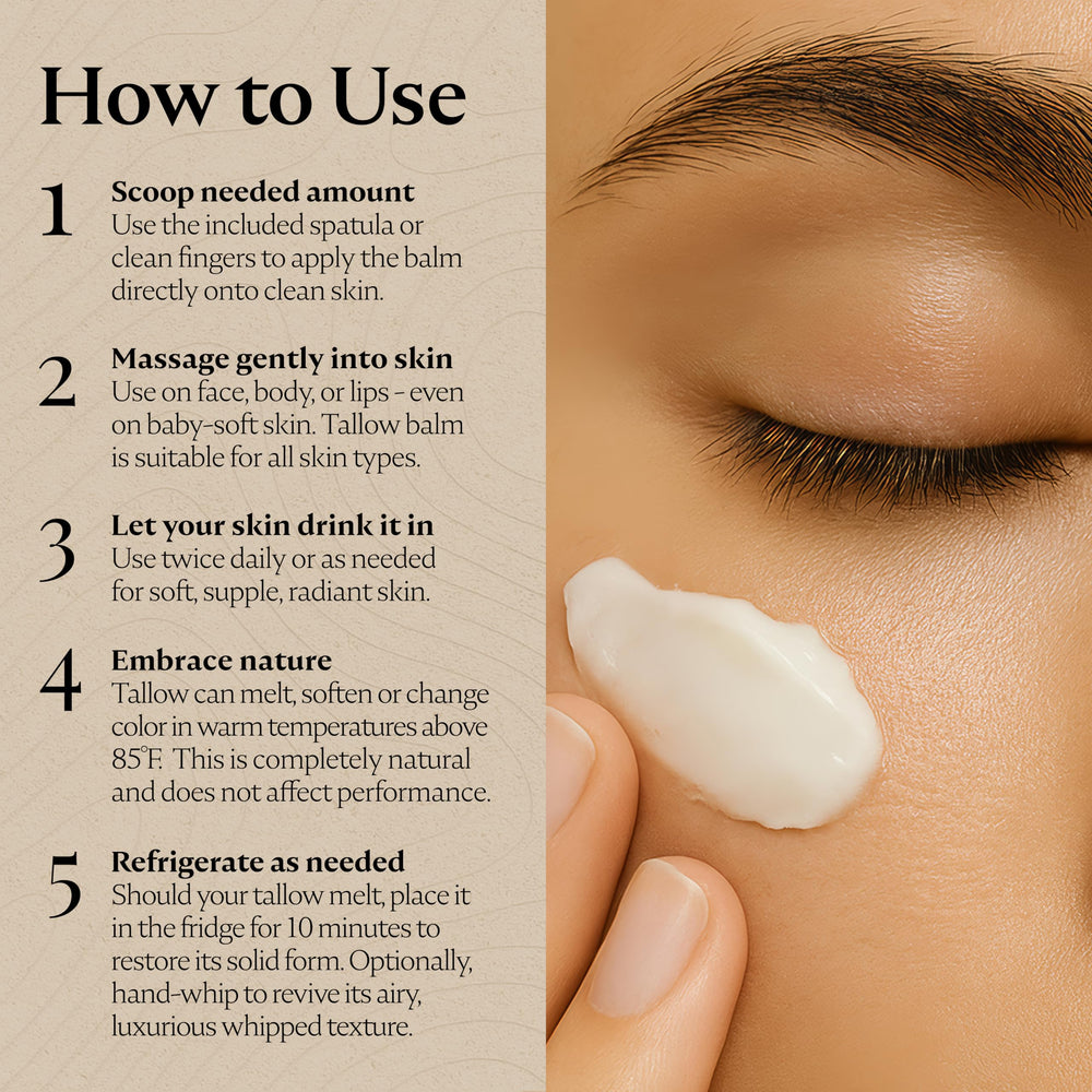 MalloMe beef tallow ingredient closeup highlighting natural nourishment for skin