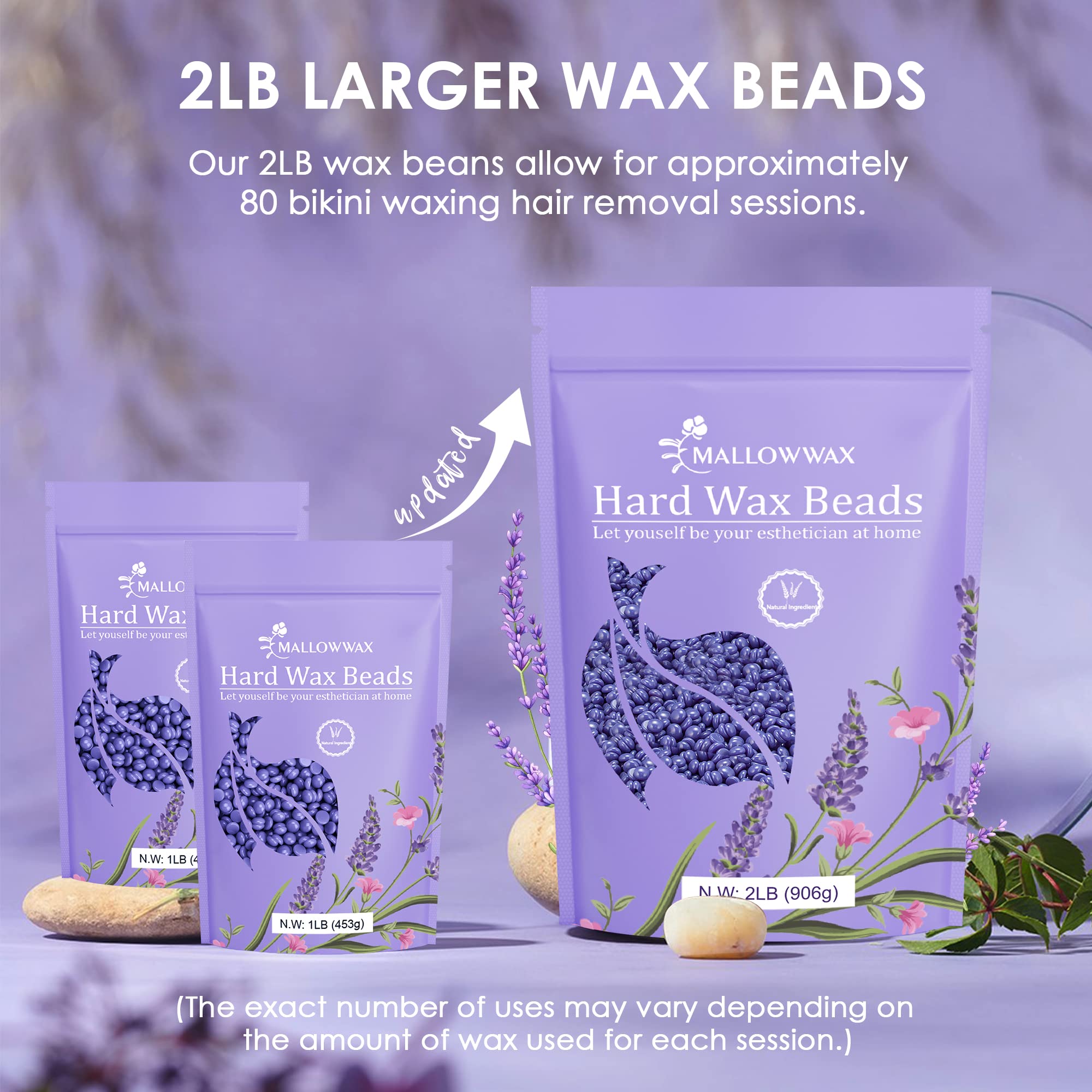 2lb refillable jar of Mallowwax lavender beads
