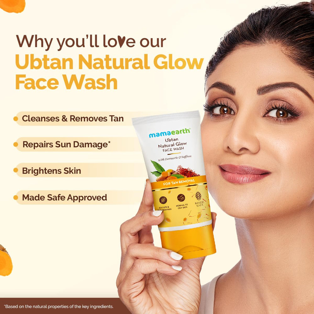 Mamaearth Ubtan De Tan Face Wash foaming lather for a refreshing cleanse.