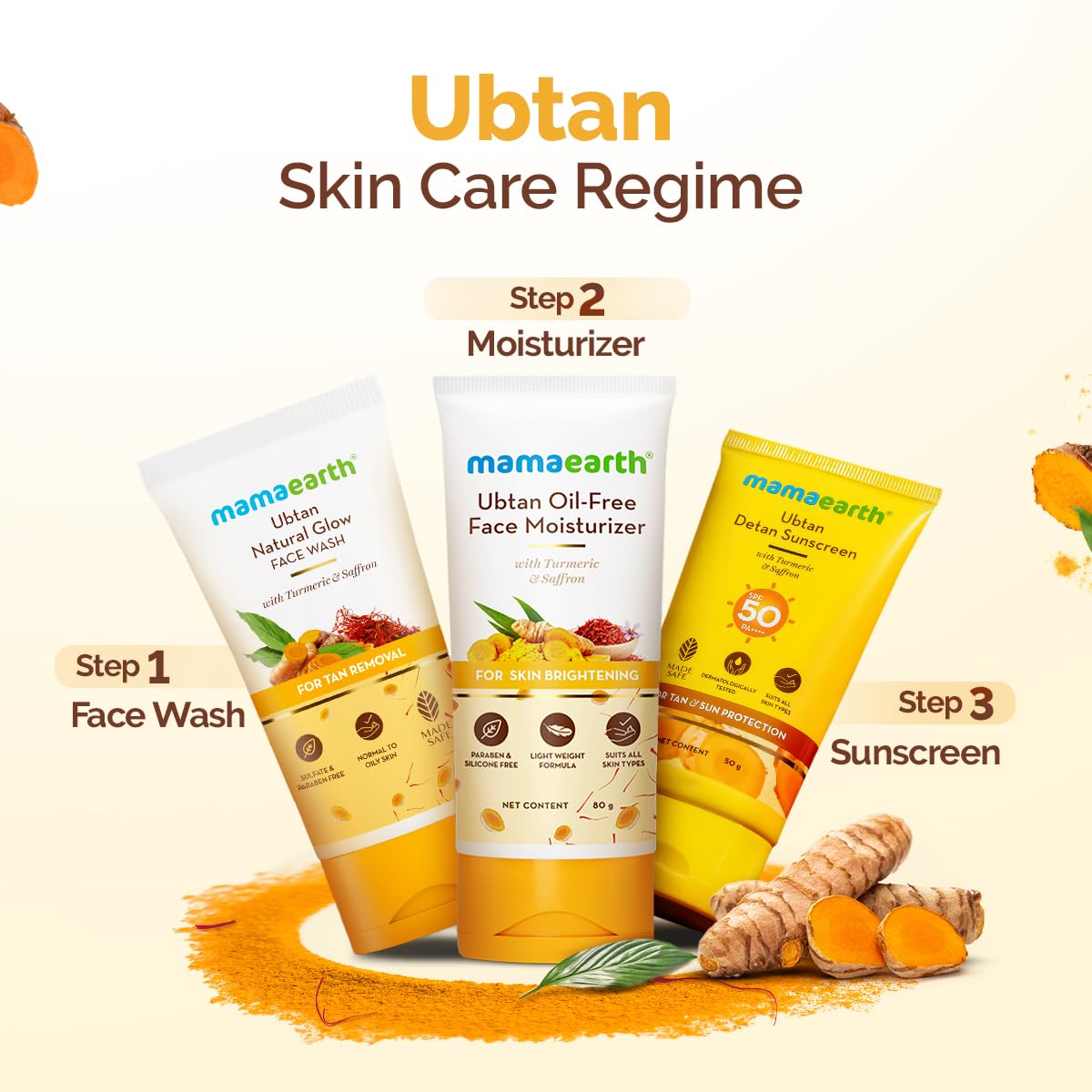 Mamaearth Ubtan De Tan Face Wash tube size ideal for travel.