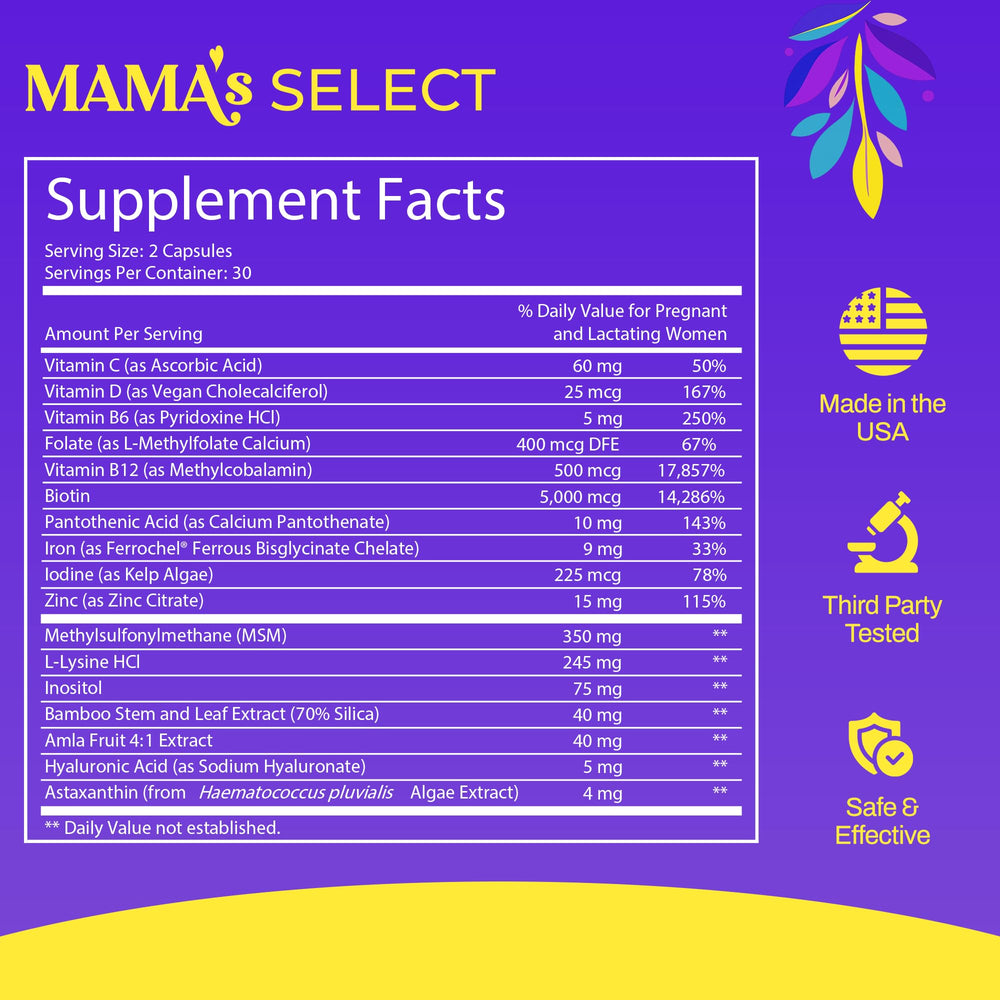 Mama's Select capsules daily dose on hand ready for consistent postpartum nourishment
