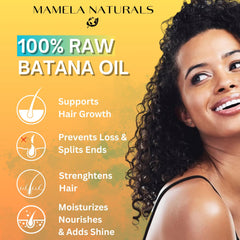 Mamela Naturals batana oil in amber glass supports deep hydration for frizz-prone hair.