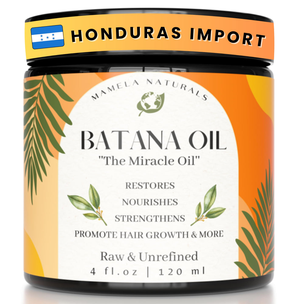 Mamela Naturals raw batana oil bottle promotes hair nourishment for all types.