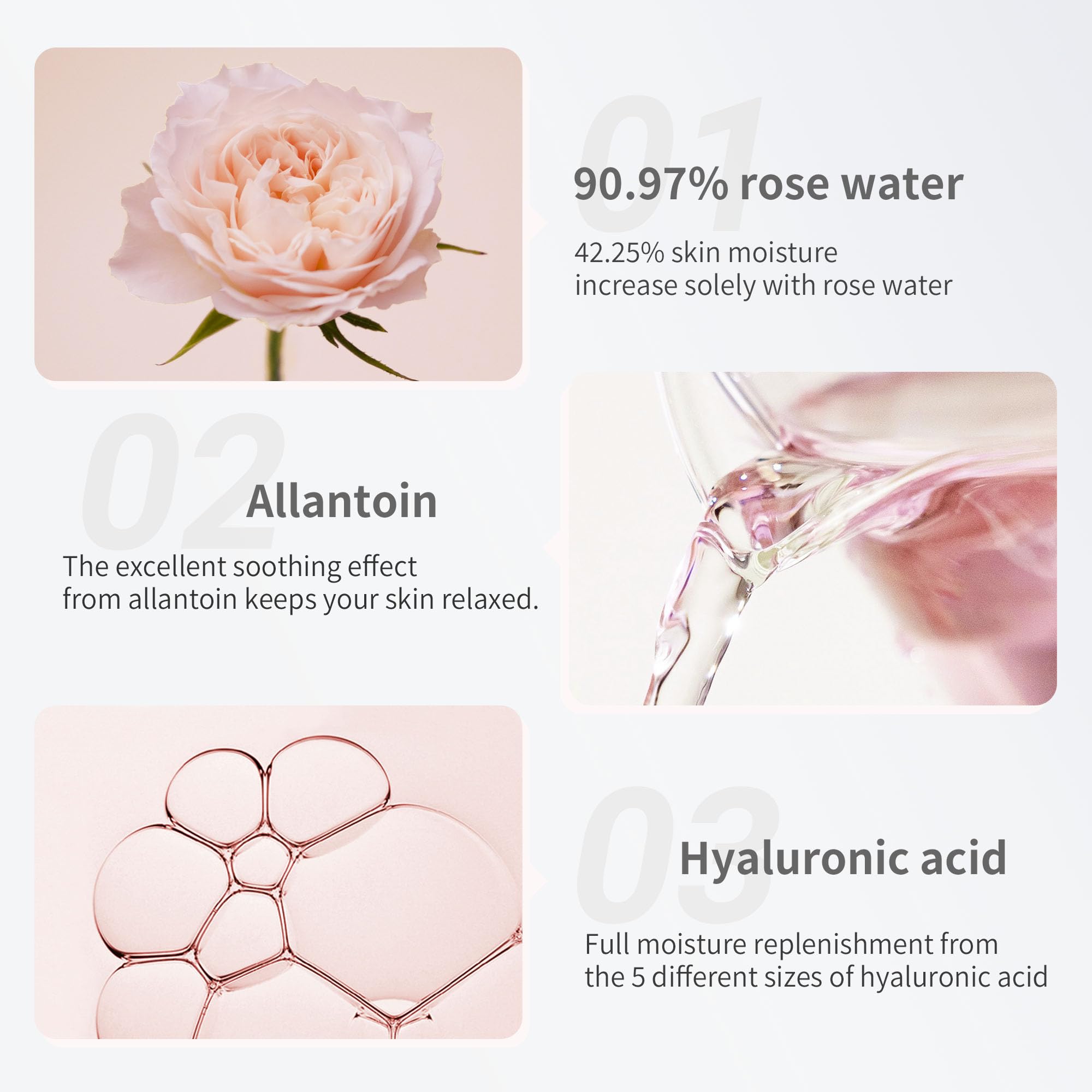 Mamonde Rose Water Toner with hyaluronic acid visual suggesting deep moisture support.