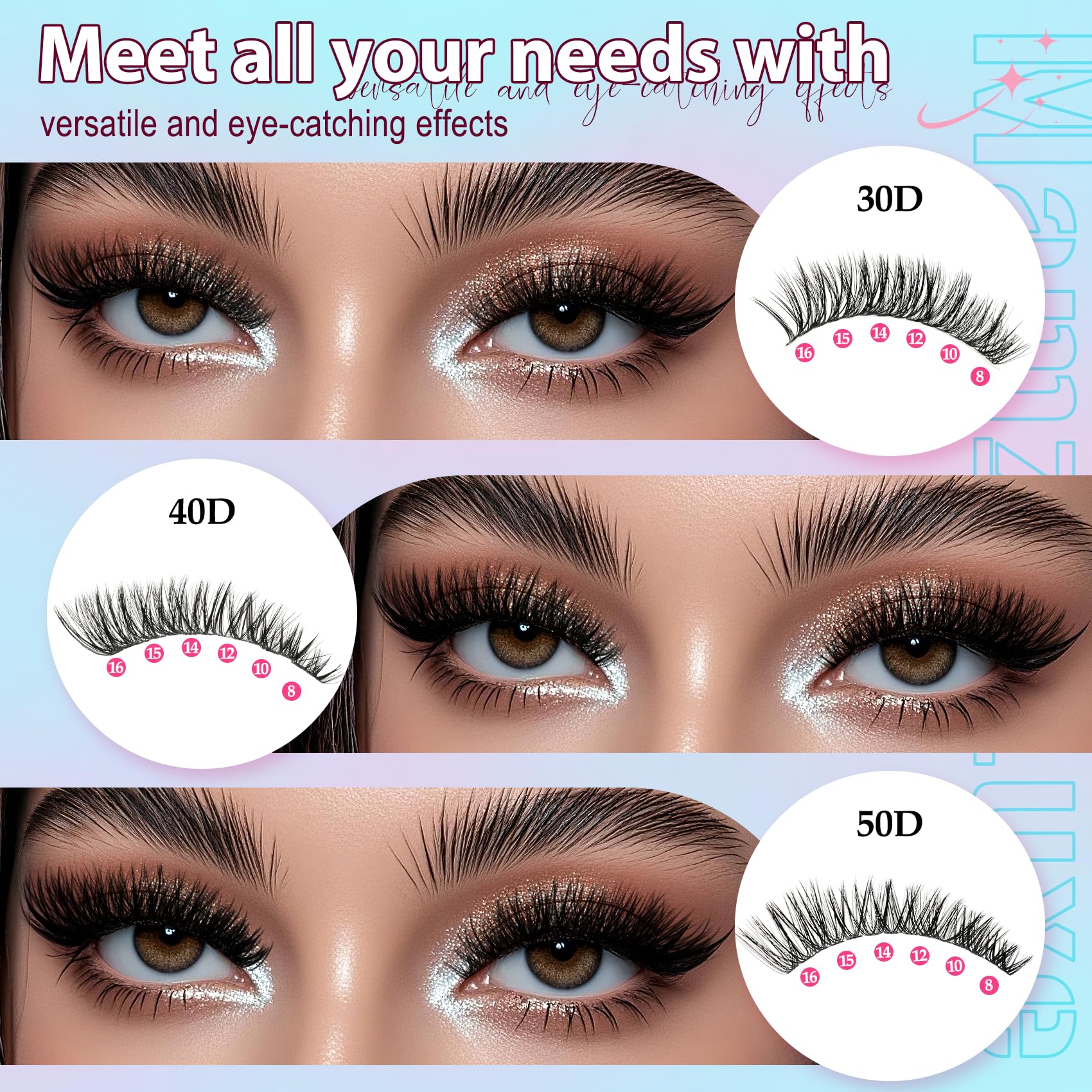 Mamzy Luxe length comparison from 10mm to 16mm illustrating mixed lengths for tailored looks