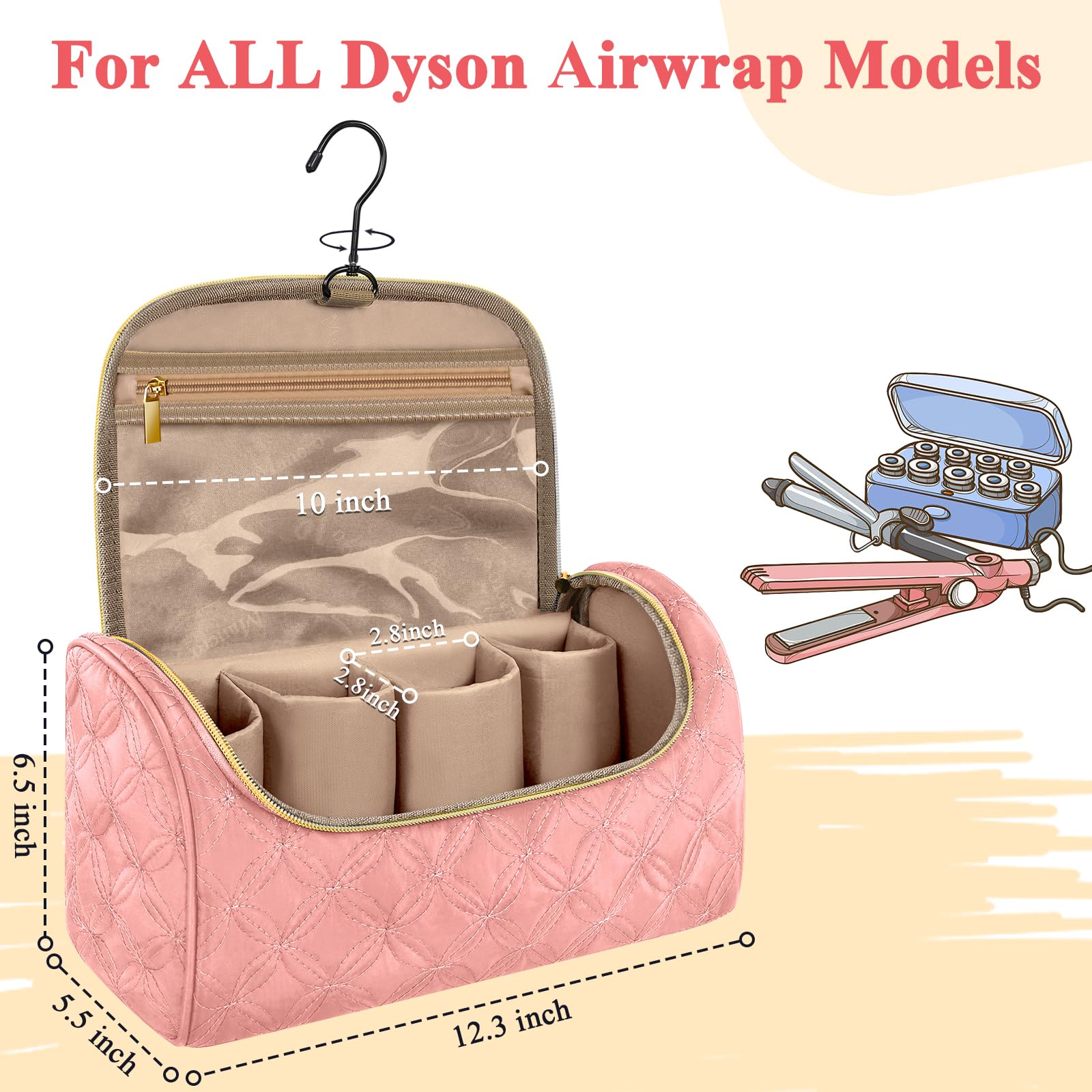 Mancro Airwrap-compatible case interior pockets simplify tool storage while traveling.