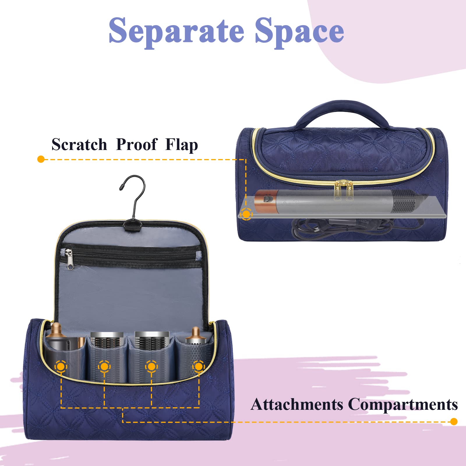 Mancro Airwrap travel case clear pocket keeps small accessories visible and accessible.