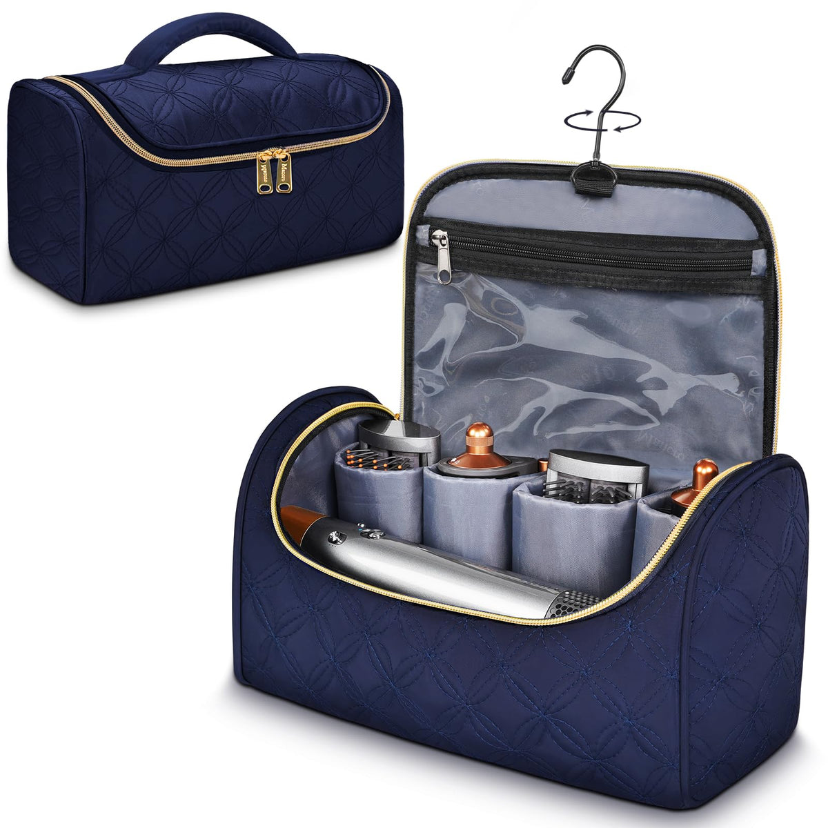 Mancro Airwrap travel case front view shows sturdy construction for safe on-the-go storage.