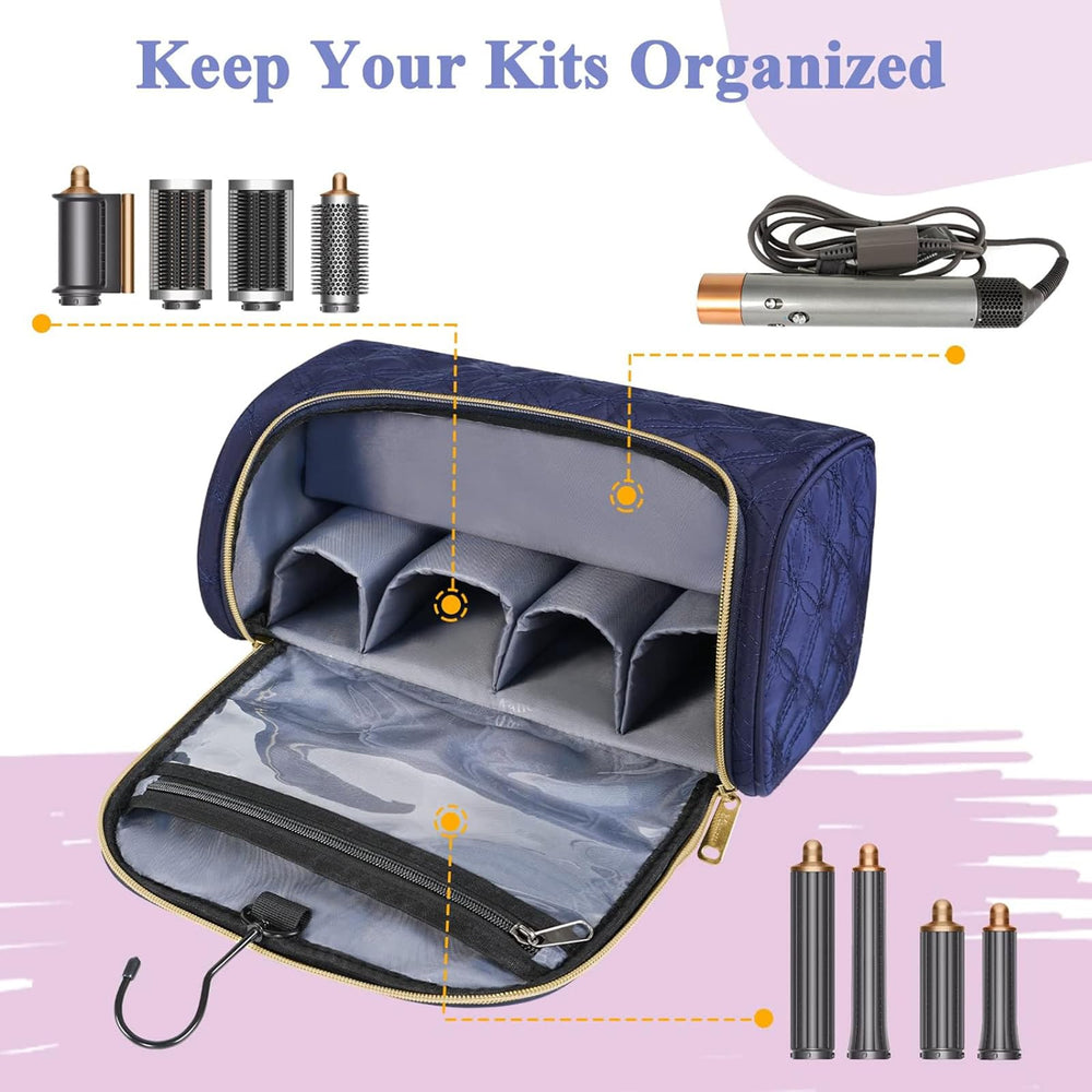 Mancro Airwrap travel case long barrel slot fits extended attachments for Dyson Airwrap.