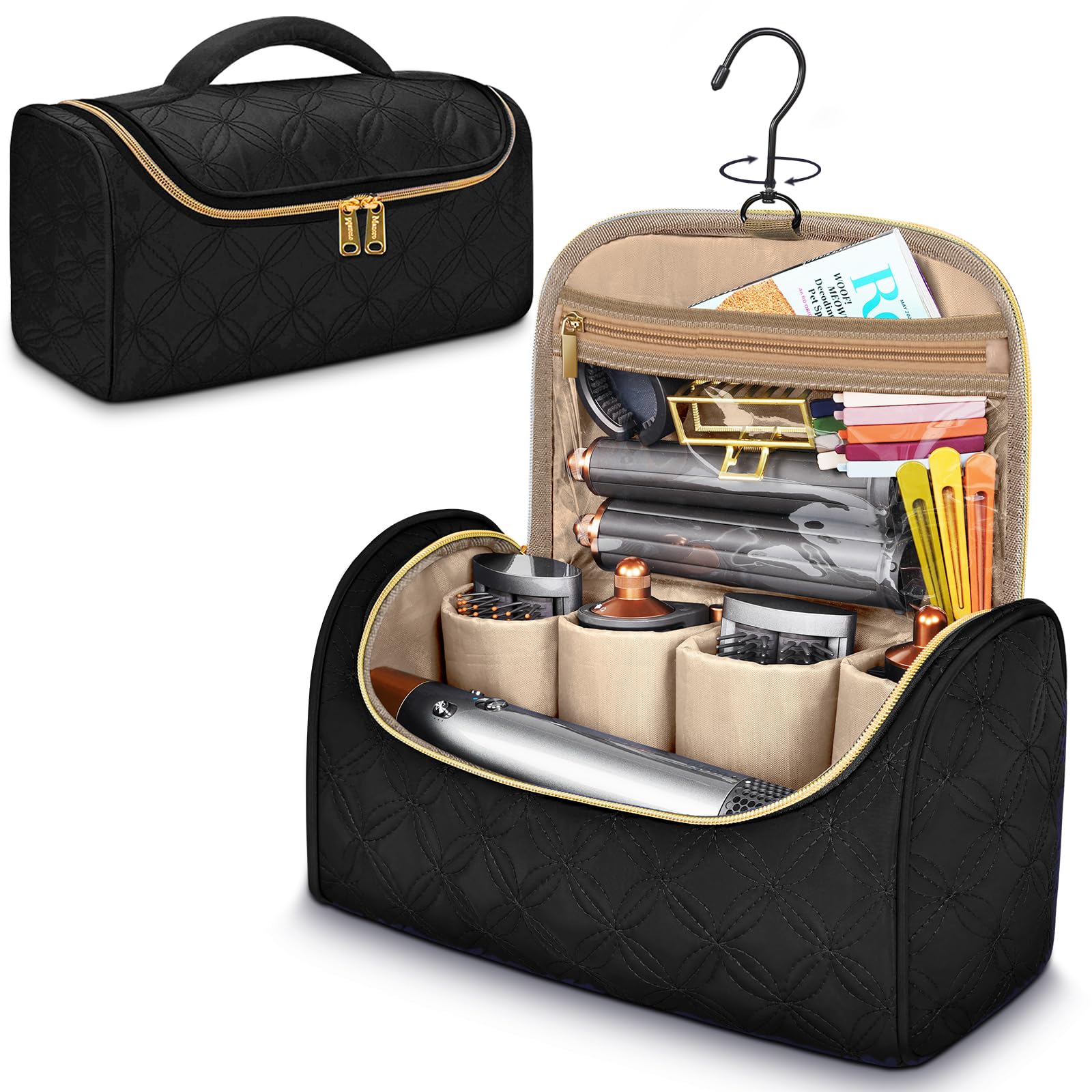 Mancro Dyson Airwrap long barrels and attachments stored securely with dedicated compartments