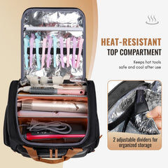Mancro hairstylist travel bag removable pouches help separate gels, brushes, and accessories.