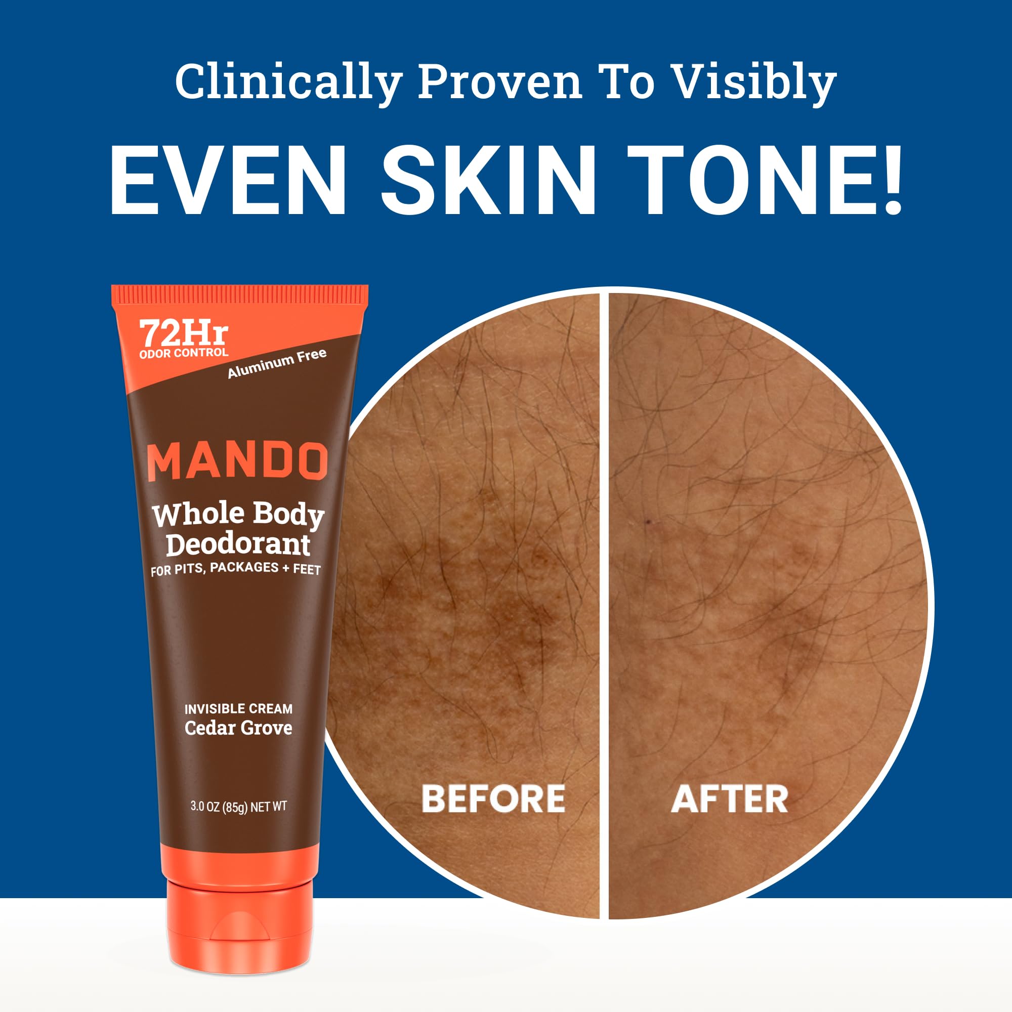 Mando 72-hour odor control visual highlights extended protection.