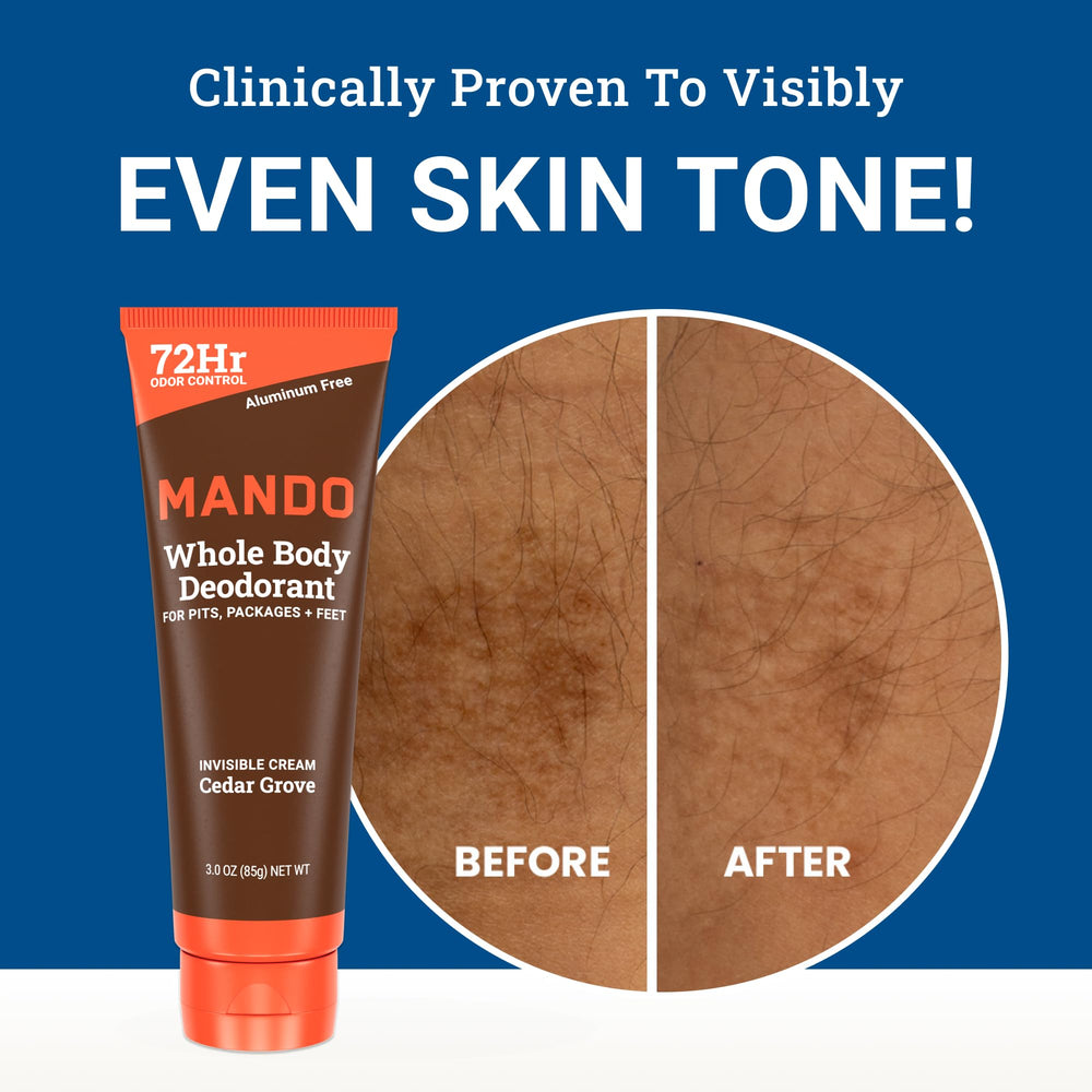 Mando 72-hour odor control visual highlights extended protection.