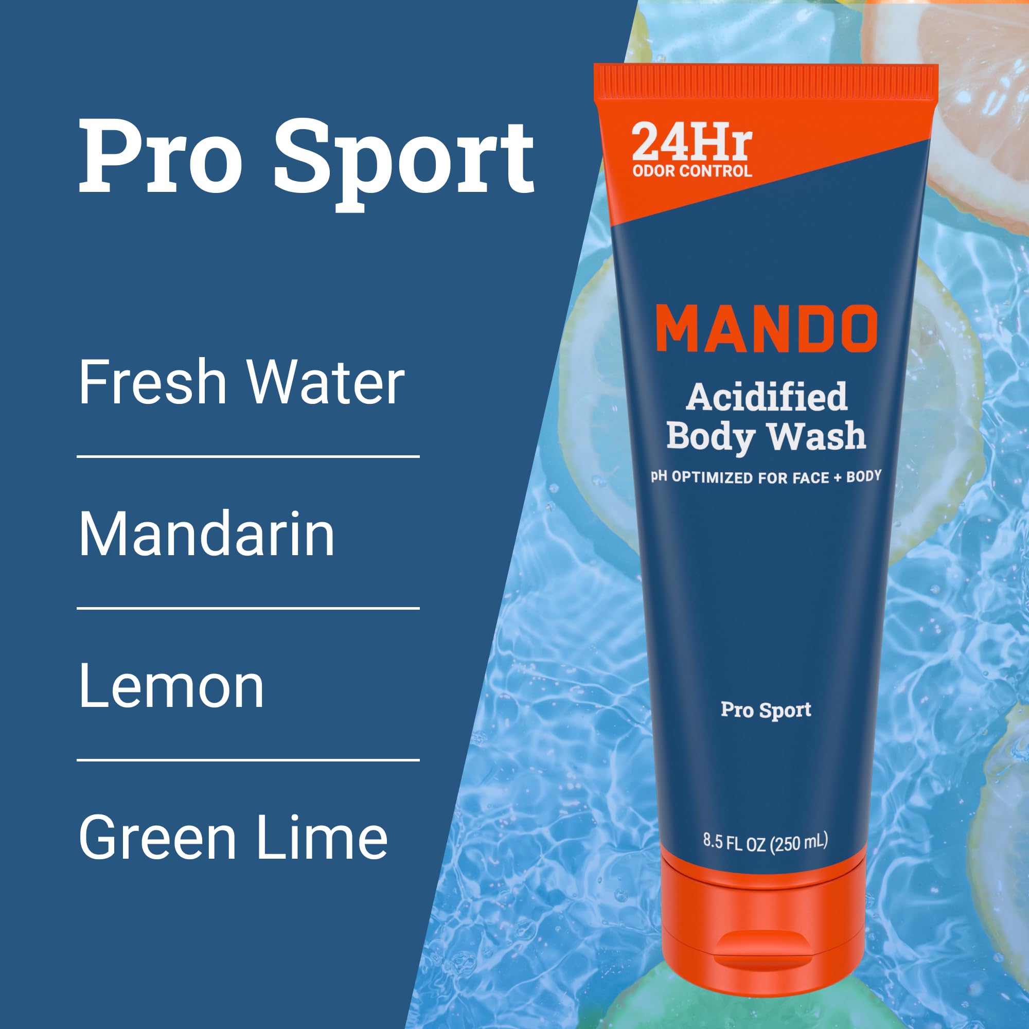 Mando acidified wash bathroom scene suggests convenient daily ritual for odor control.