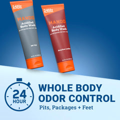 Mando Acidified Body Wash foam lather demonstrates smooth skin feel.