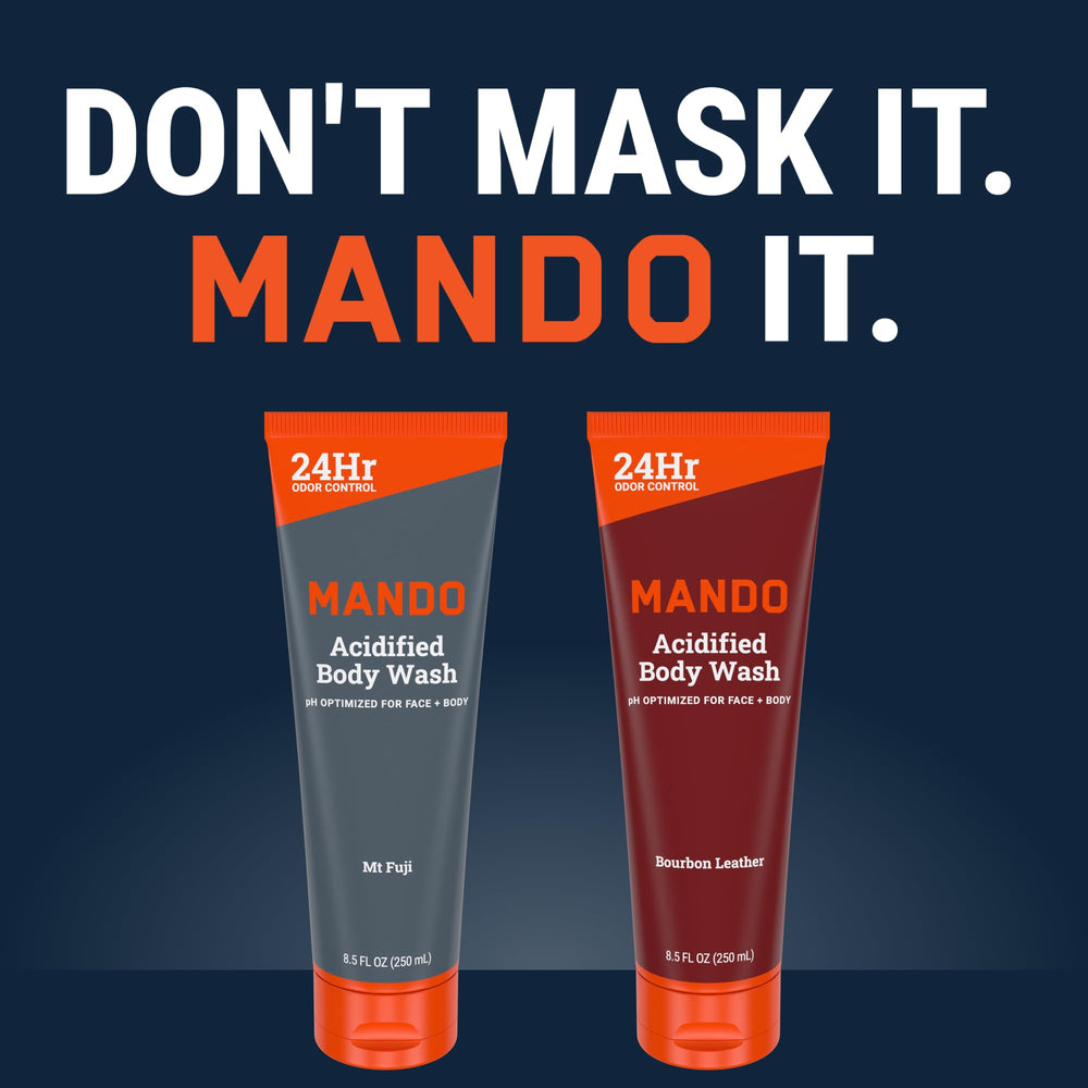 Mando Acidified Body Wash Mt Fuji lather scene suggests refreshing ritual.