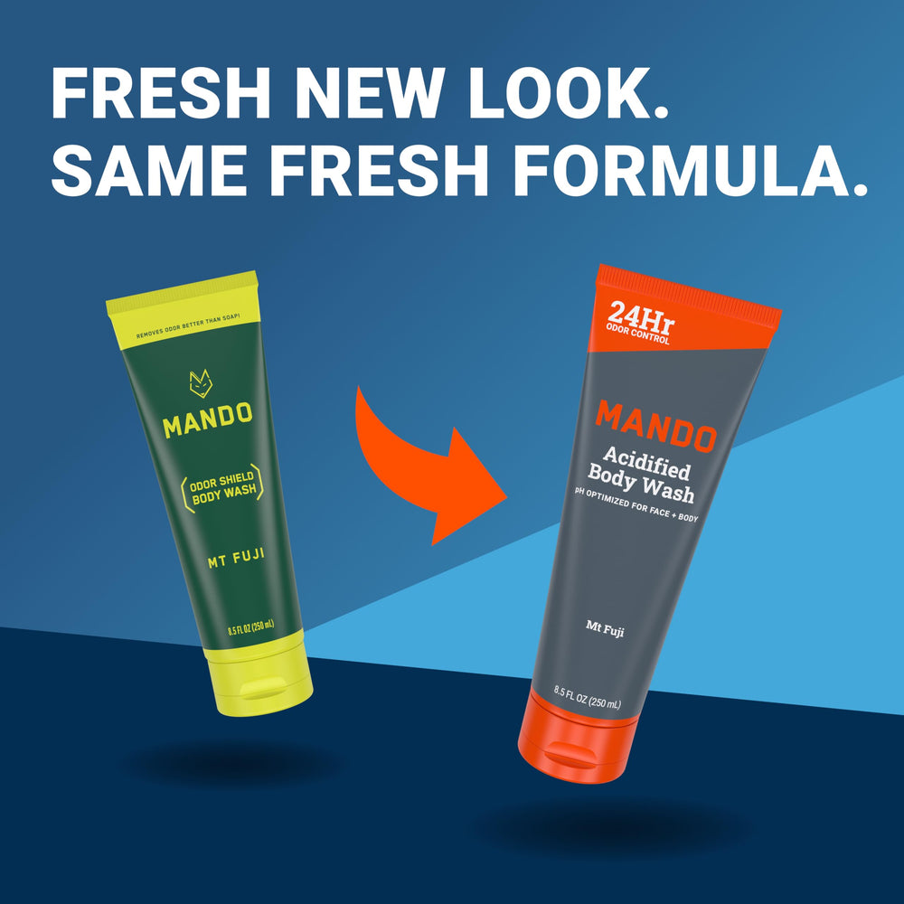 Mando Acidified Body Wash Mt Fuji bottle conveys crisp, refreshing scent.