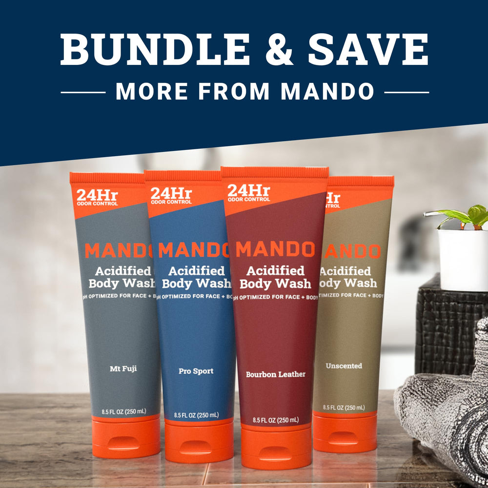 Mando Acidified Body Wash Mt Fuji shot emphasizes refreshing cleansing ritual.